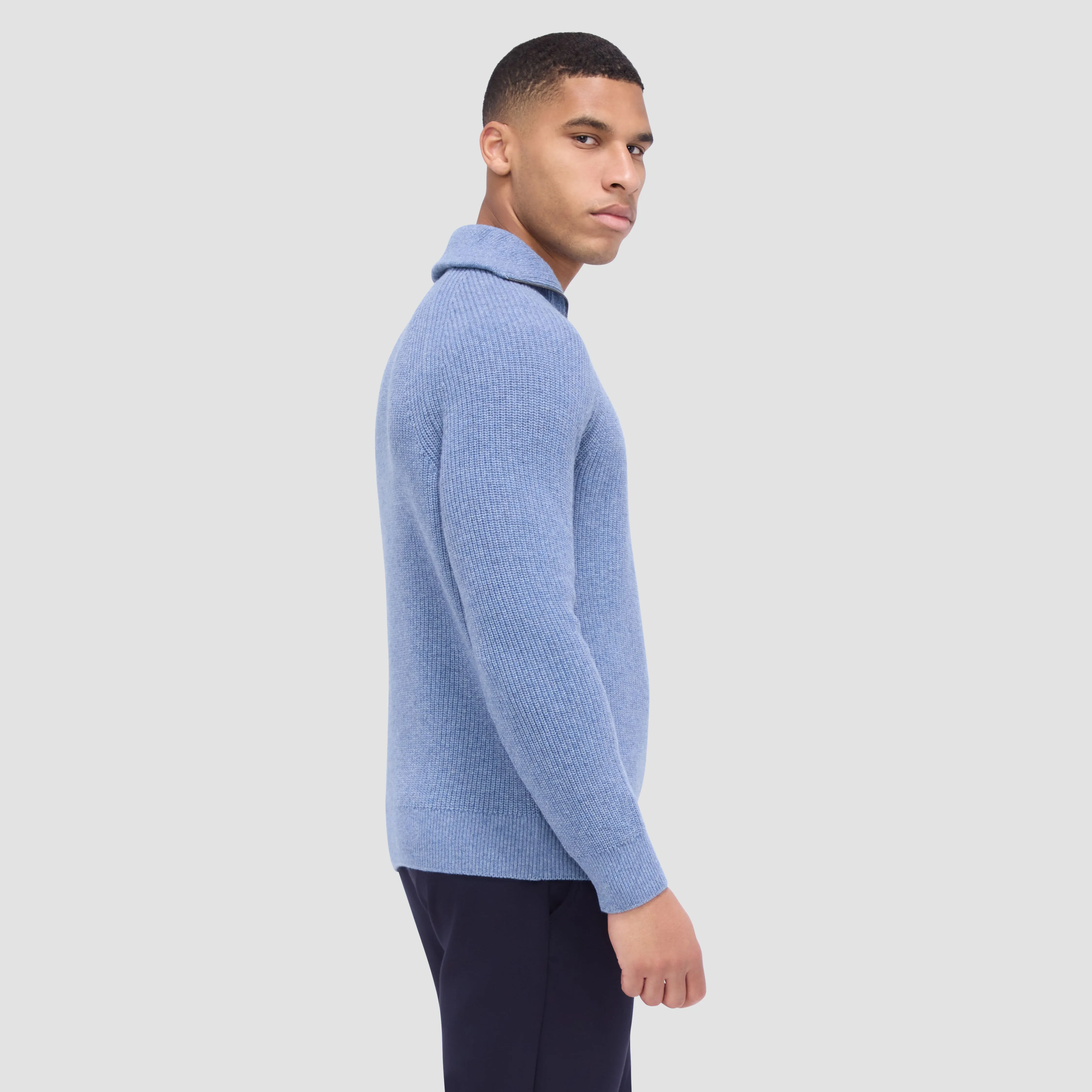 Fisherman Rib-Stitch Quarter-Zip Sweater sold by Bugatchi product image thumbnail 3