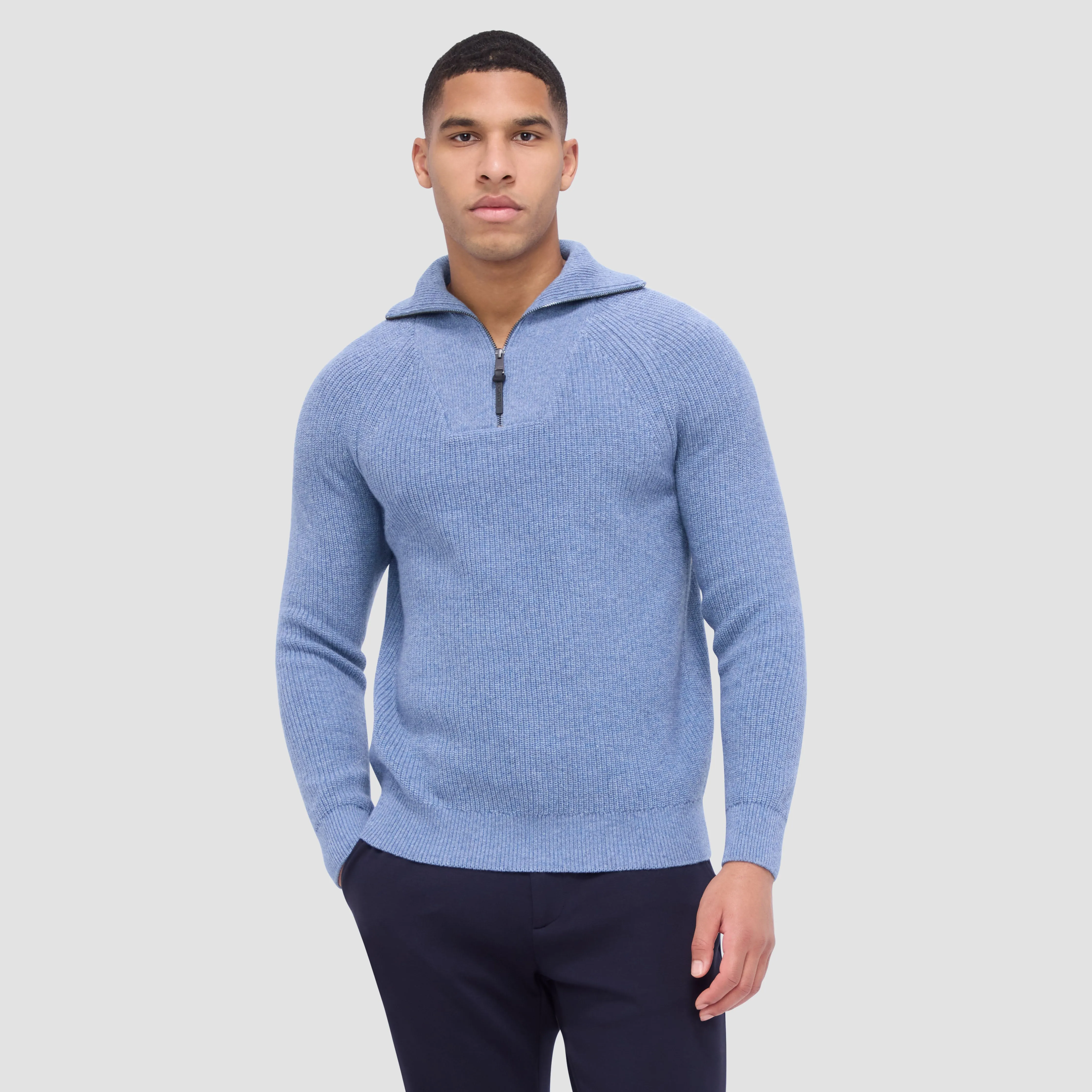 Fisherman Rib-Stitch Quarter-Zip Sweater sold by Bugatchi product image thumbnail 2