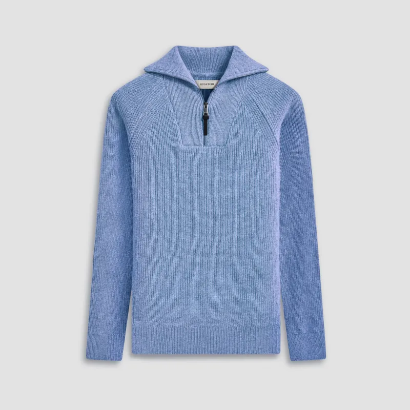 Fisherman Rib-Stitch Quarter-Zip Sweater sold by Bugatchi
