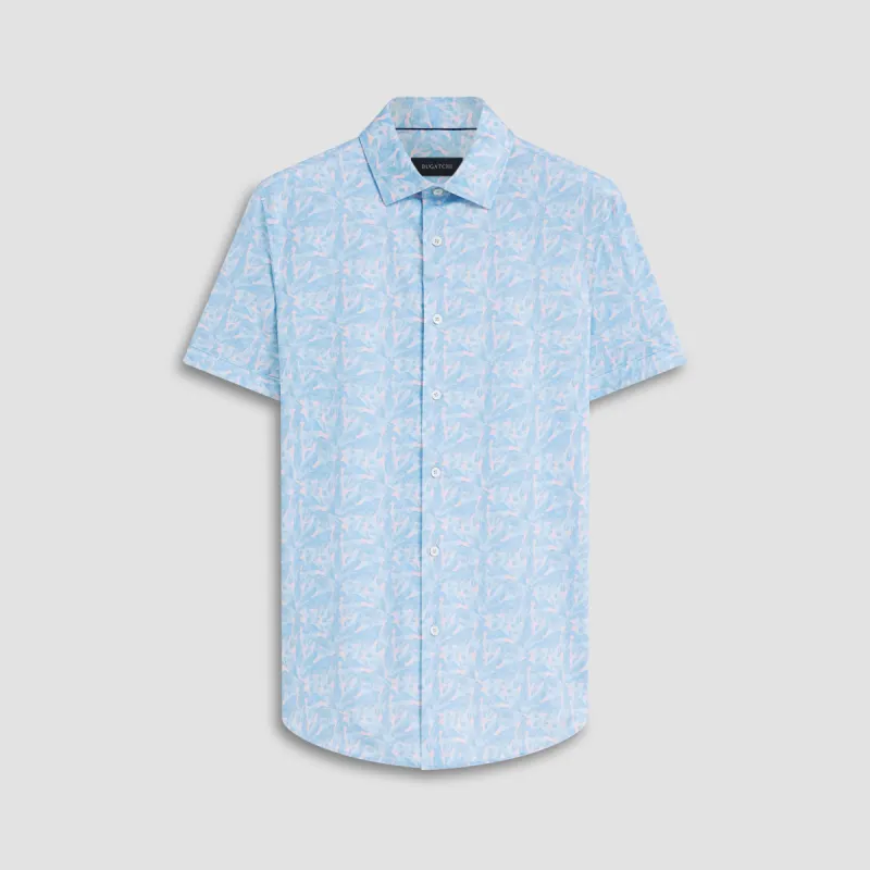 Miles Leaf Print OoohCotton Short Sleeve Shirt sold by Bugatchi