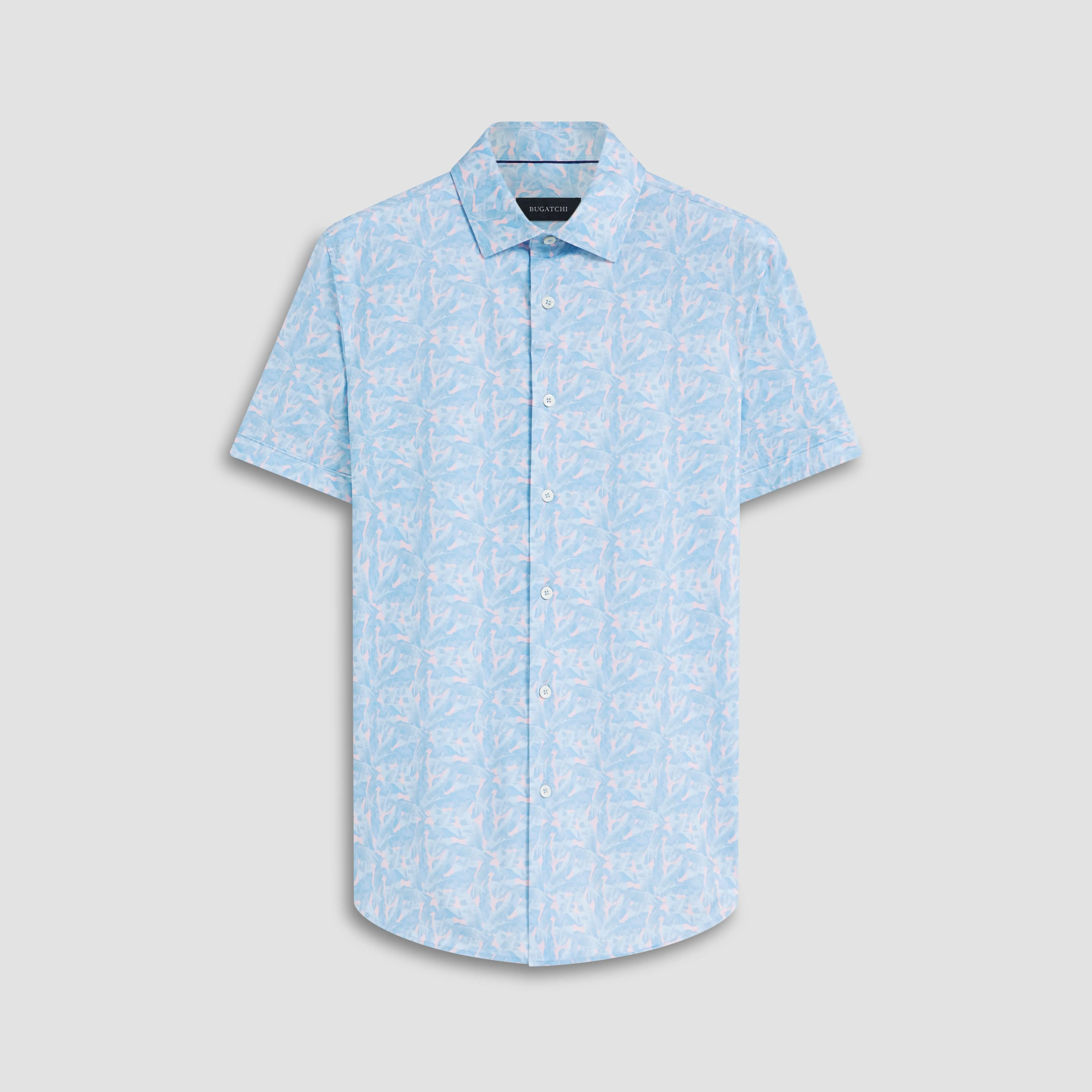 Miles Leaf Print OoohCotton Short Sleeve Shirt sold by Bugatchi