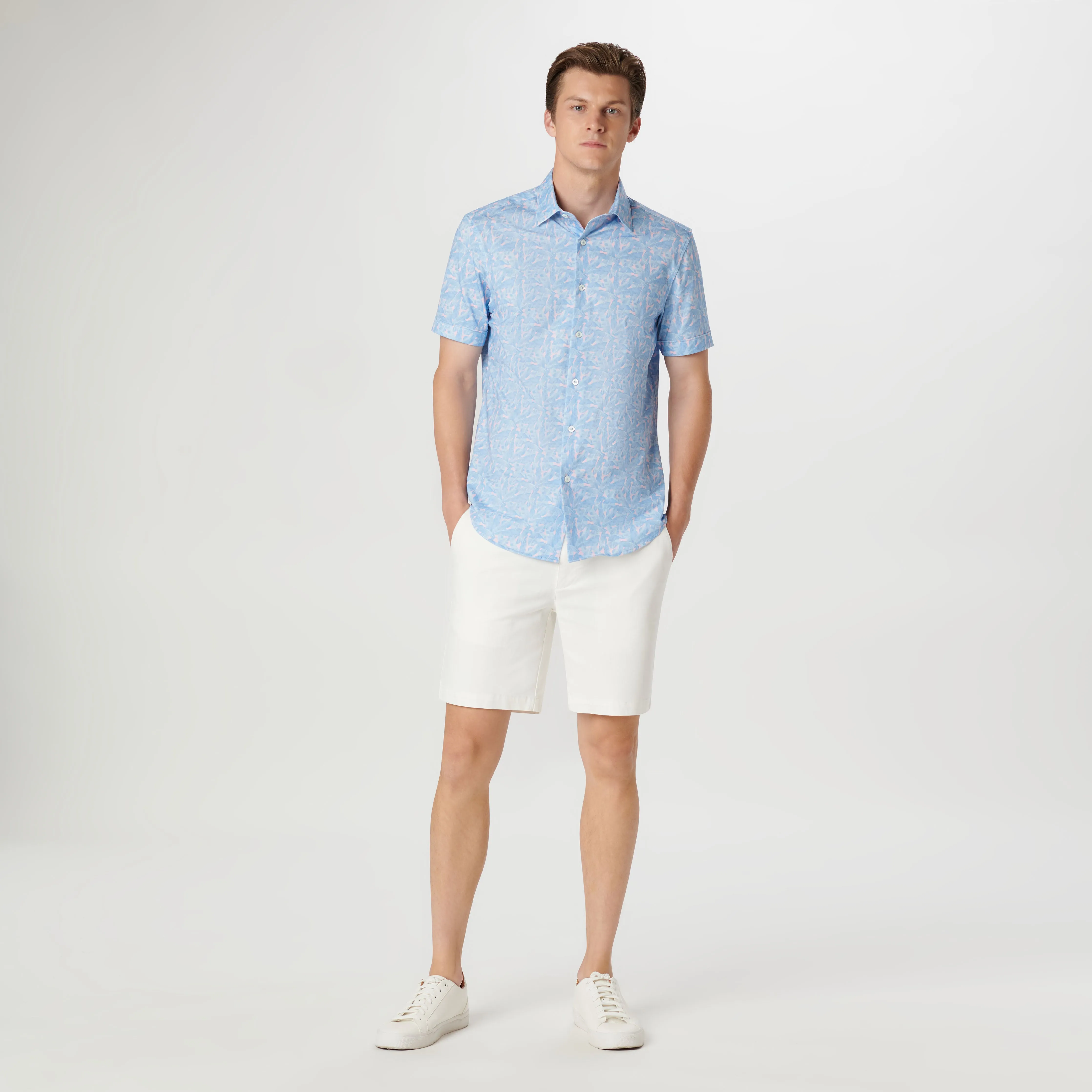 Miles Leaf Print OoohCotton Short Sleeve Shirt sold by Bugatchi product image thumbnail 5