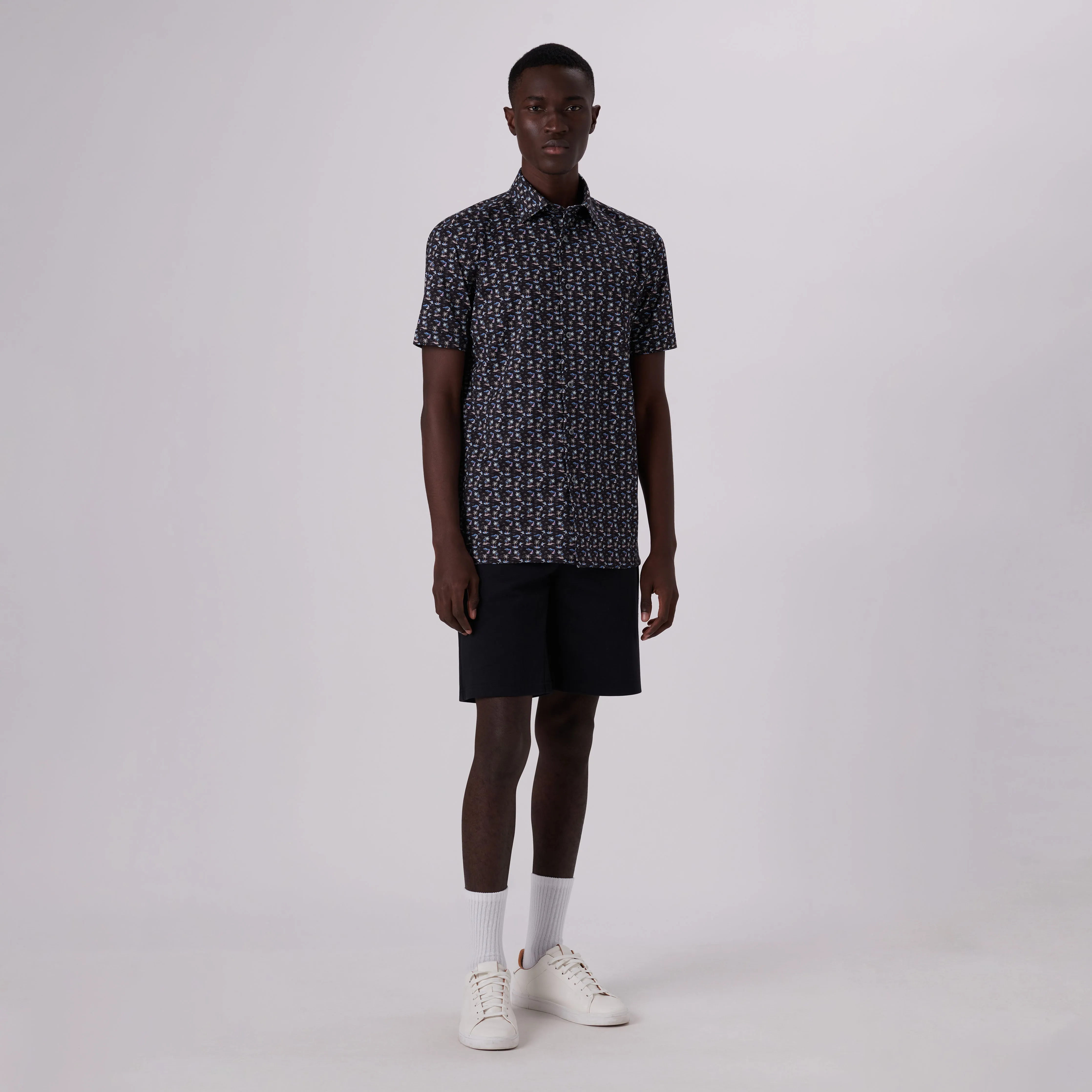 Milo Tropical Setting Print OoohCotton Short Sleeve Shirt sold by Bugatchi product image thumbnail 5
