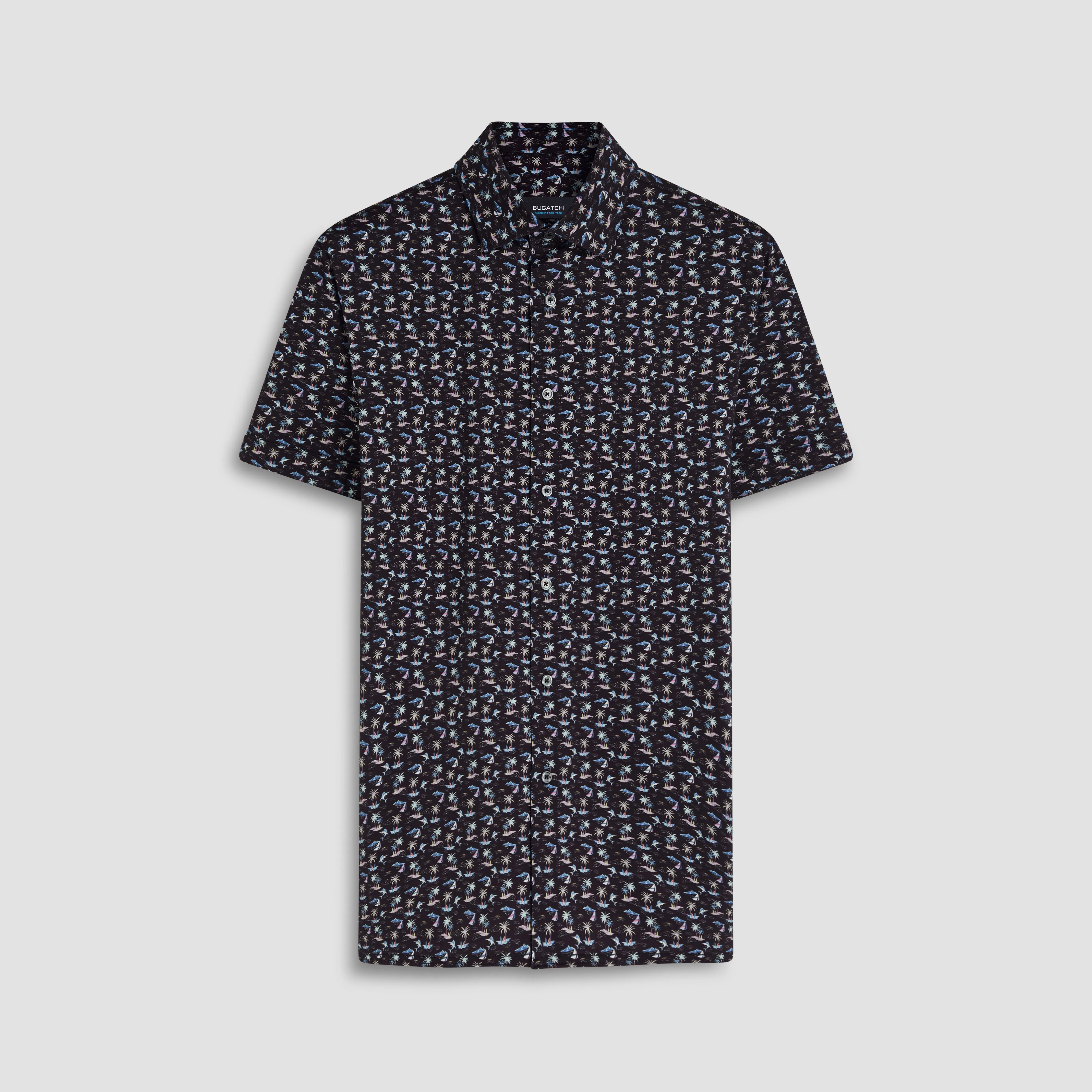 Milo Tropical Setting Print OoohCotton Short Sleeve Shirt sold by Bugatchi