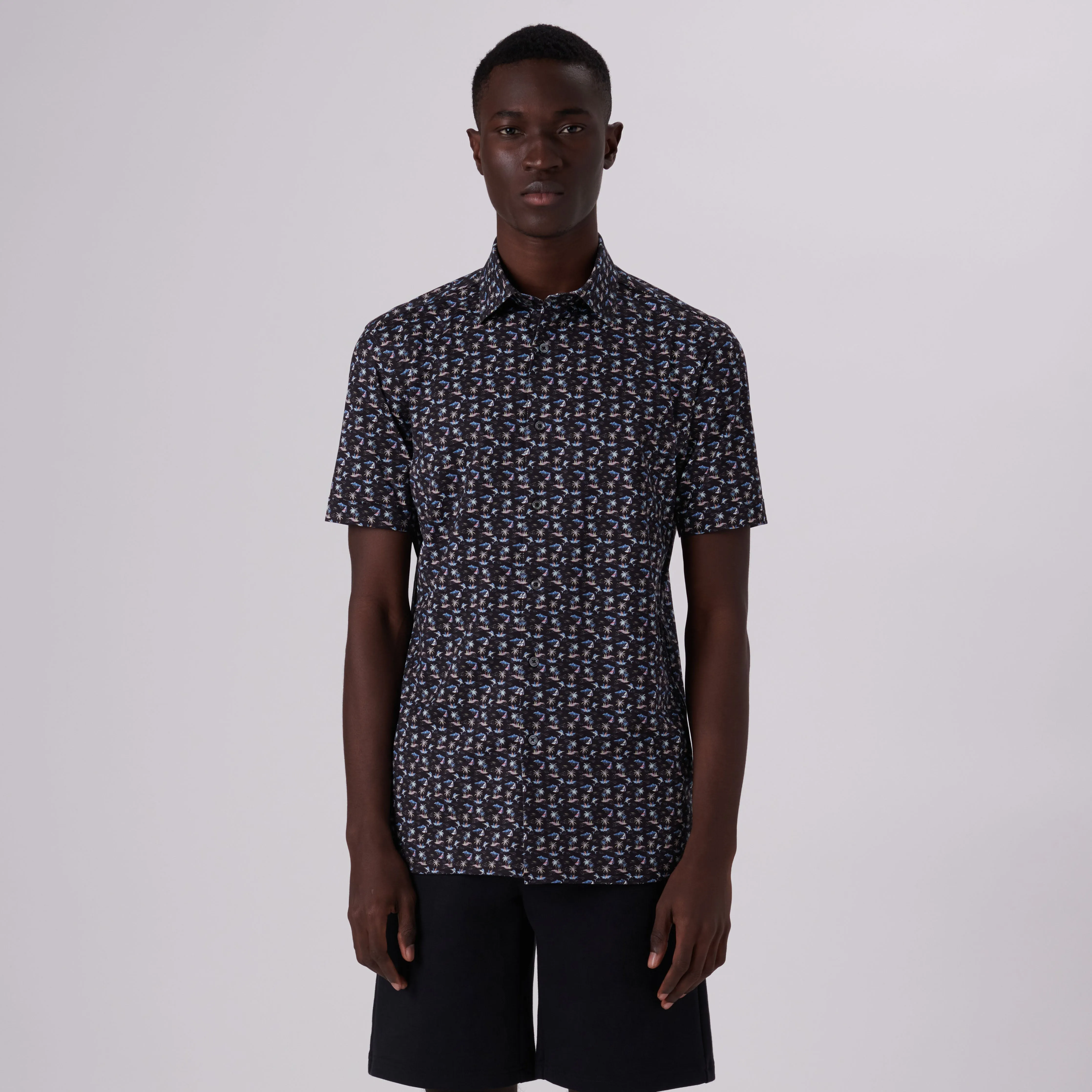 Milo Tropical Setting Print OoohCotton Short Sleeve Shirt sold by Bugatchi product image thumbnail 2