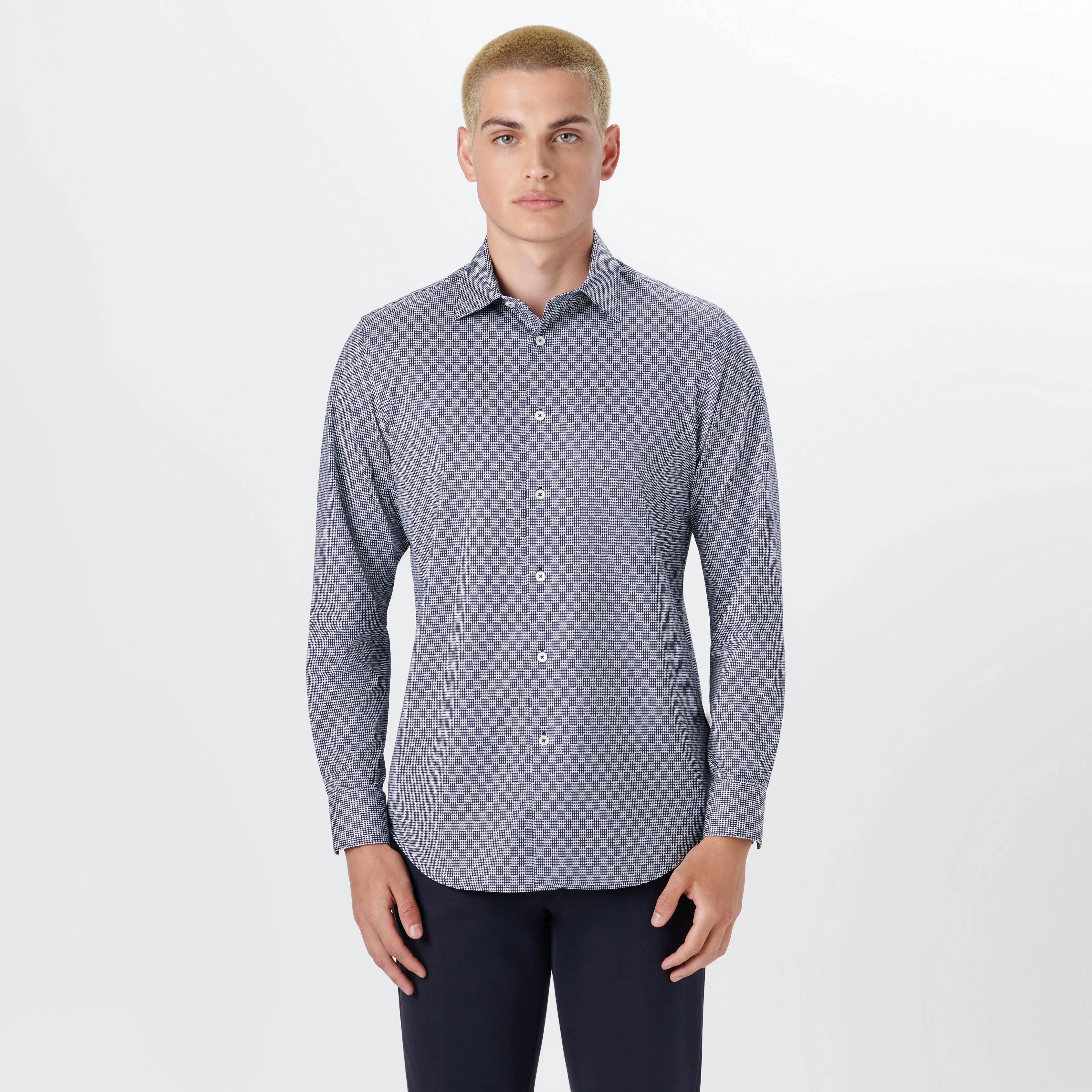 JAMES Mixed Check OoohCotton Shirt sold by Bugatchi product image thumbnail 2