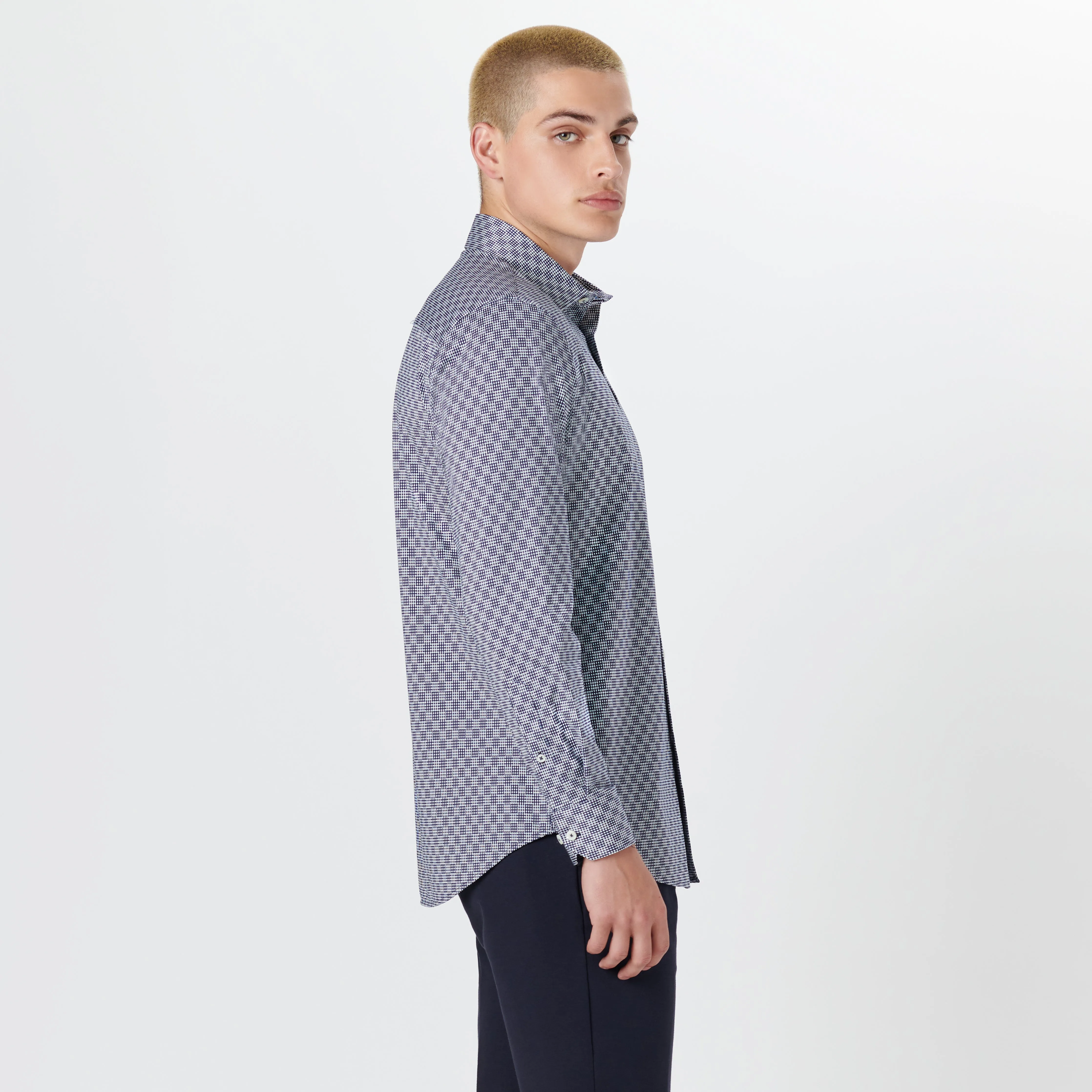 JAMES Mixed Check OoohCotton Shirt sold by Bugatchi product image thumbnail 3