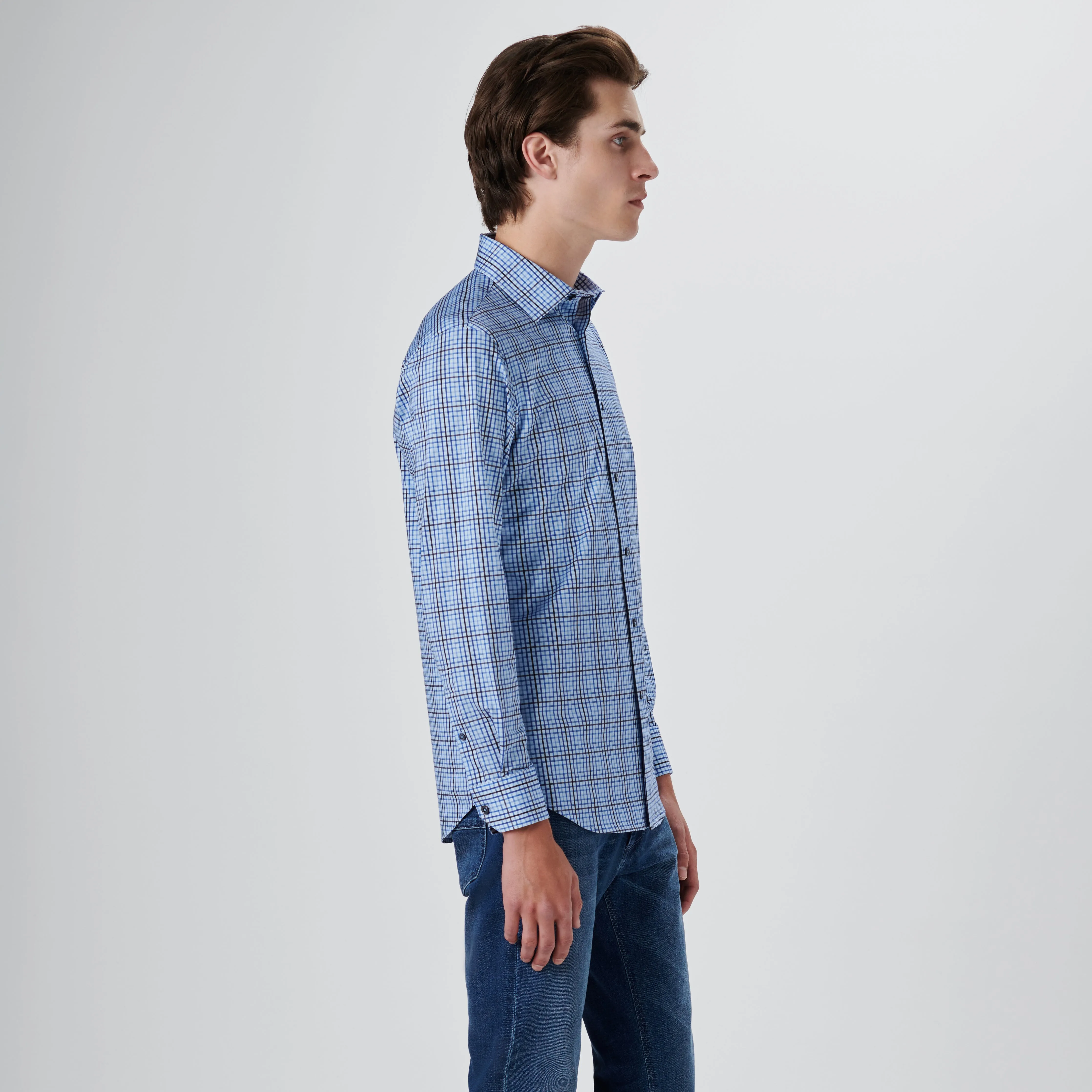 JAMES Checkered OoohCotton Shirt sold by Bugatchi product image thumbnail 3