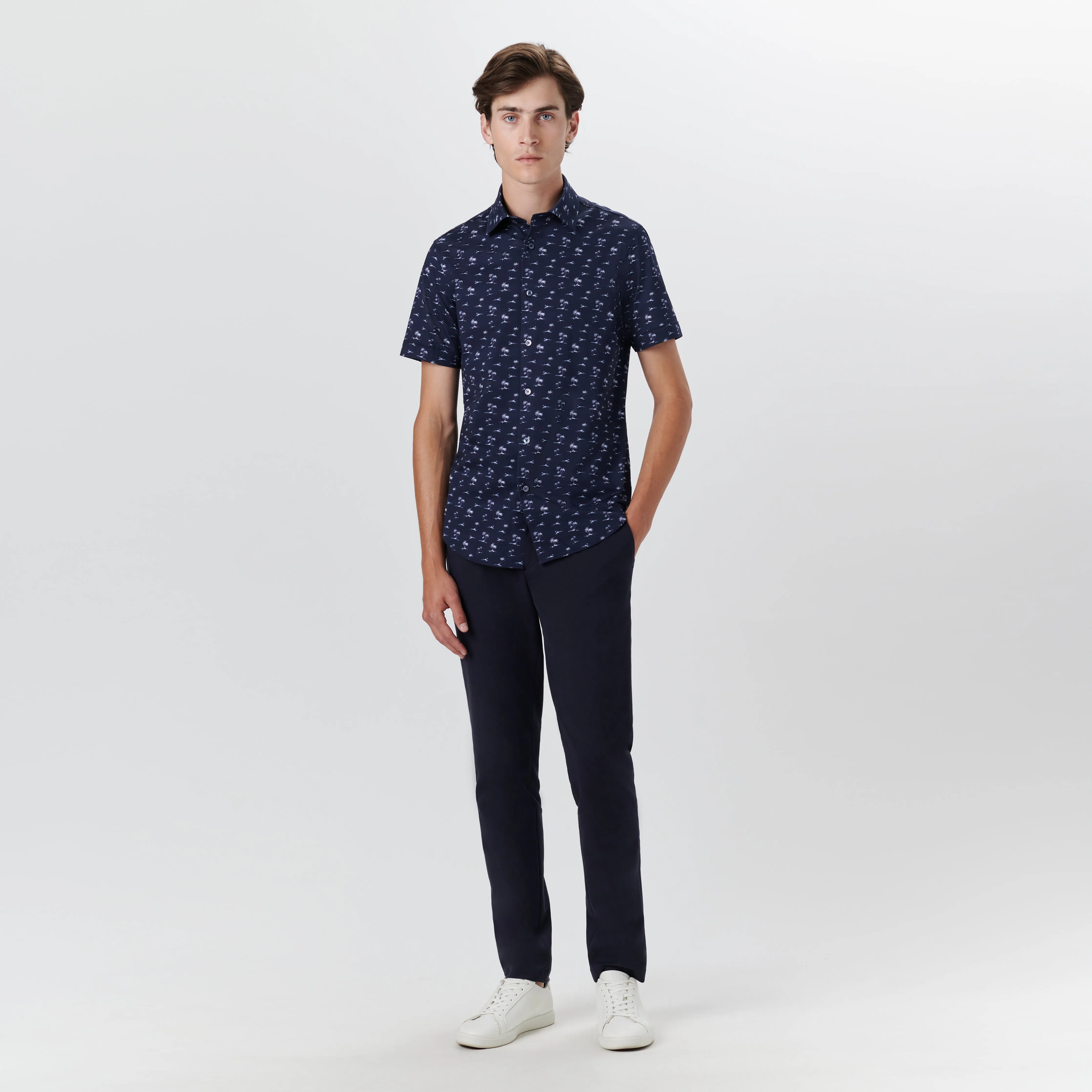 MILES Palm Tree Print OoohCotton Short Sleeve Shirt sold by Bugatchi product image thumbnail 5