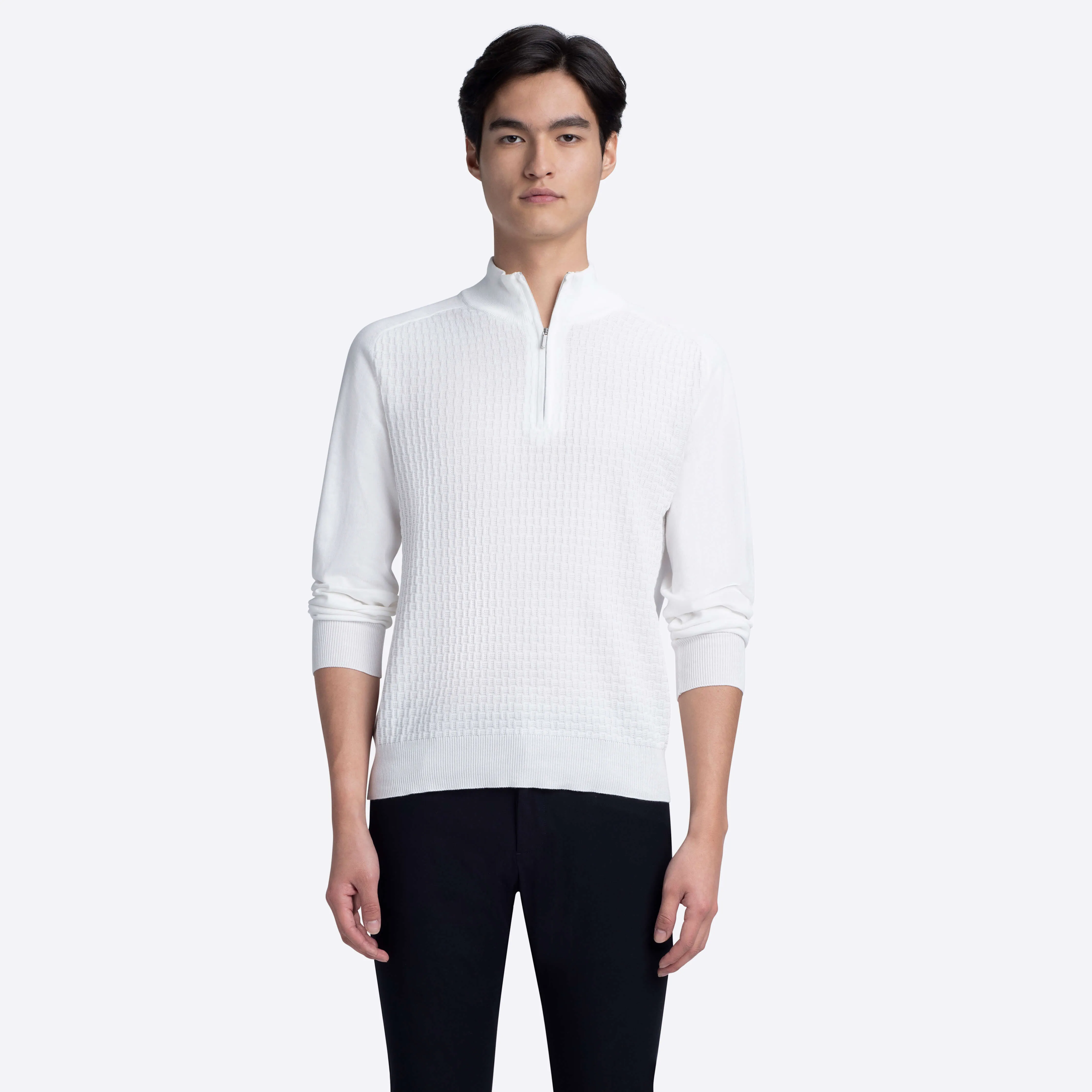 Basketweave Quarter Zip Mock Neck Sweater sold by Bugatchi product image thumbnail 2