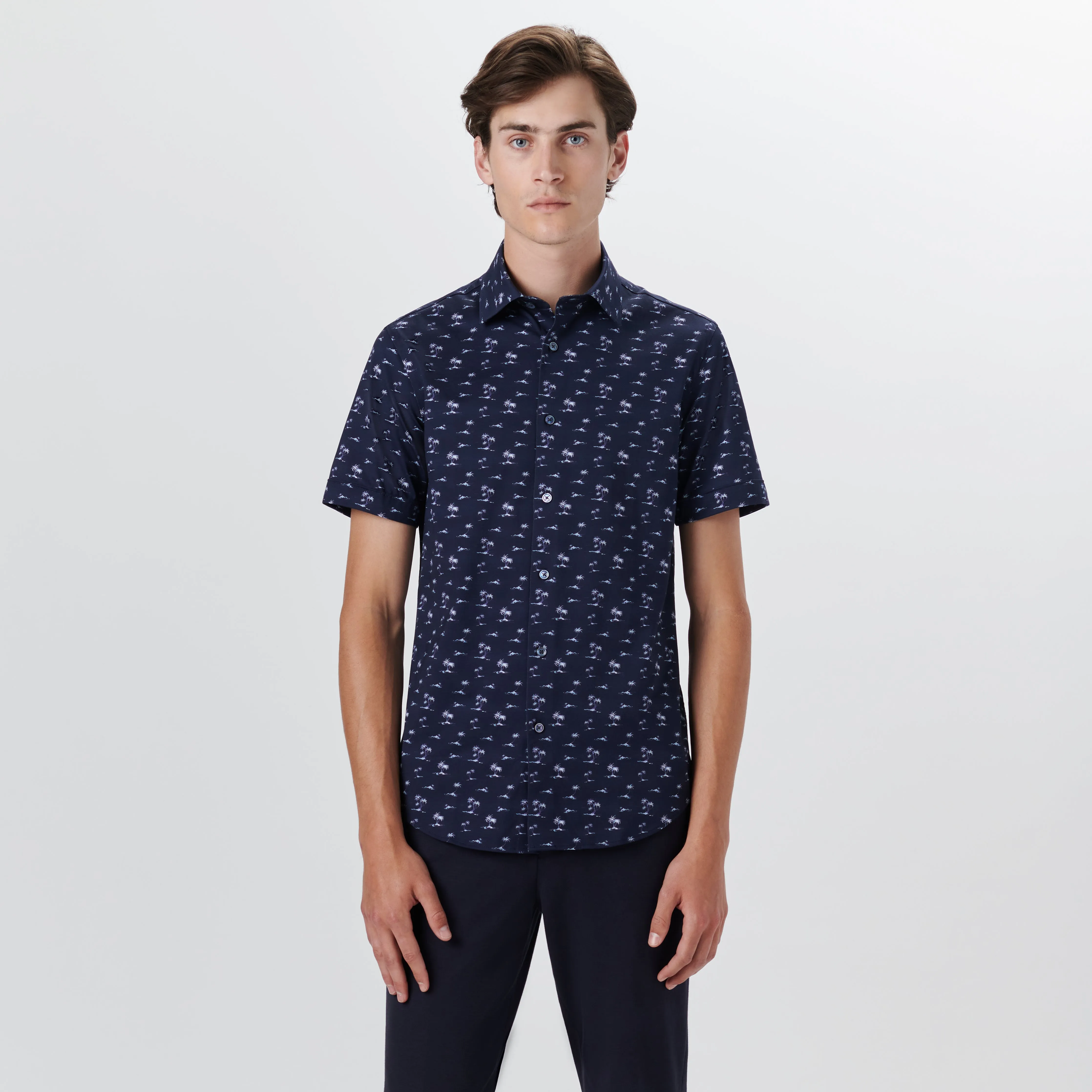 MILES Palm Tree Print OoohCotton Short Sleeve Shirt sold by Bugatchi product image thumbnail 2