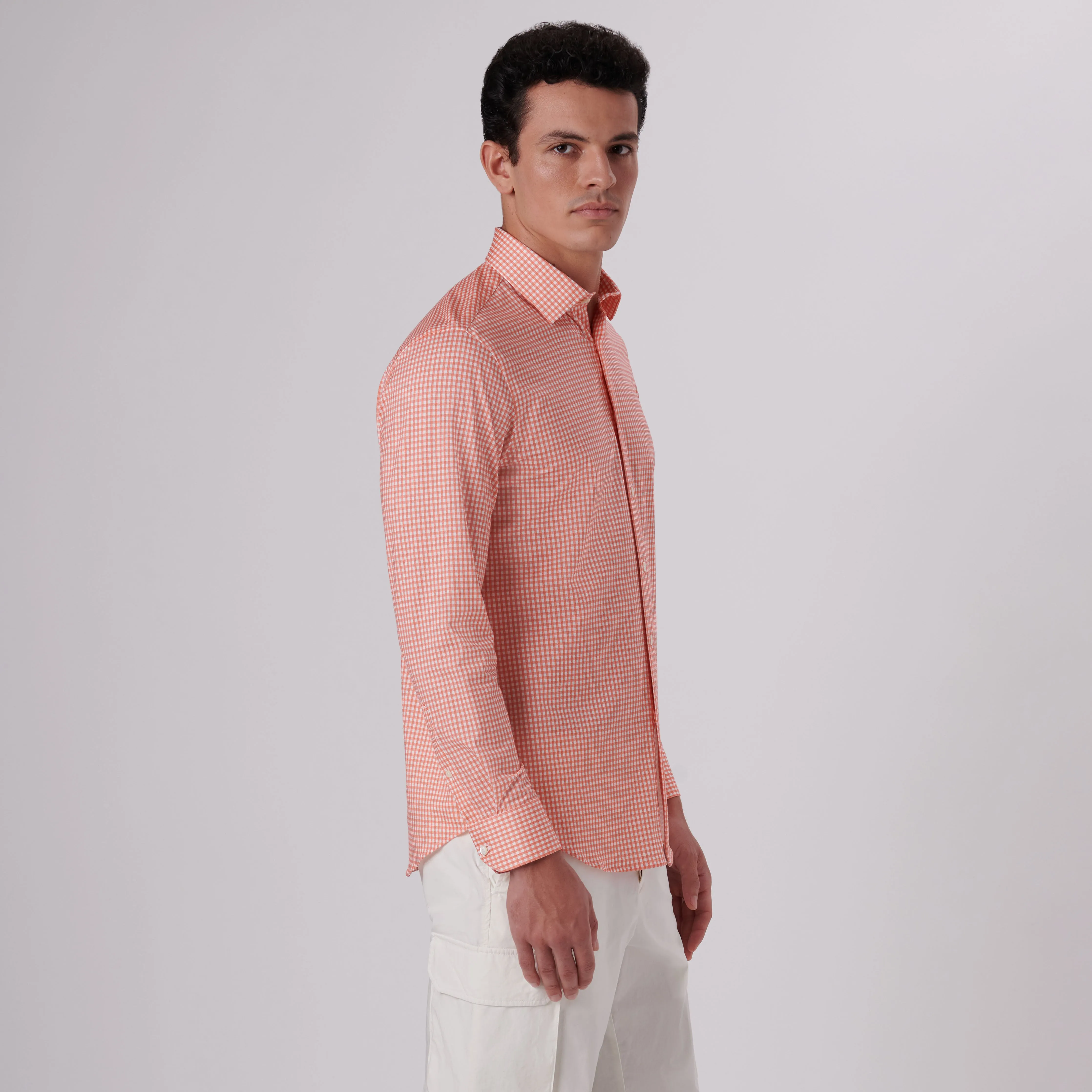 James Gingham Check Print OoohCotton Shirt sold by Bugatchi product image thumbnail 3