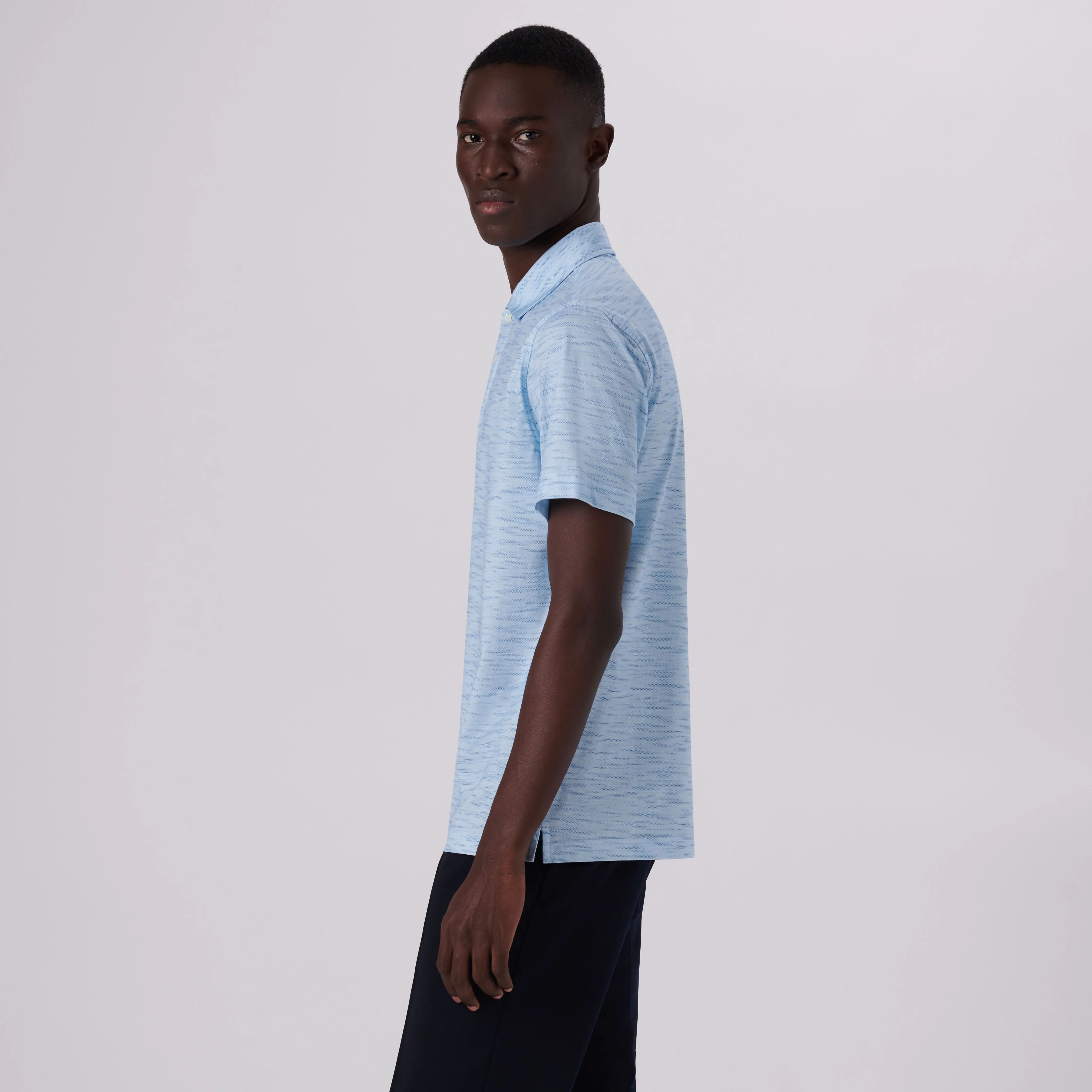 Victor Striated Print OoohCotton Polo sold by Bugatchi product image thumbnail 3