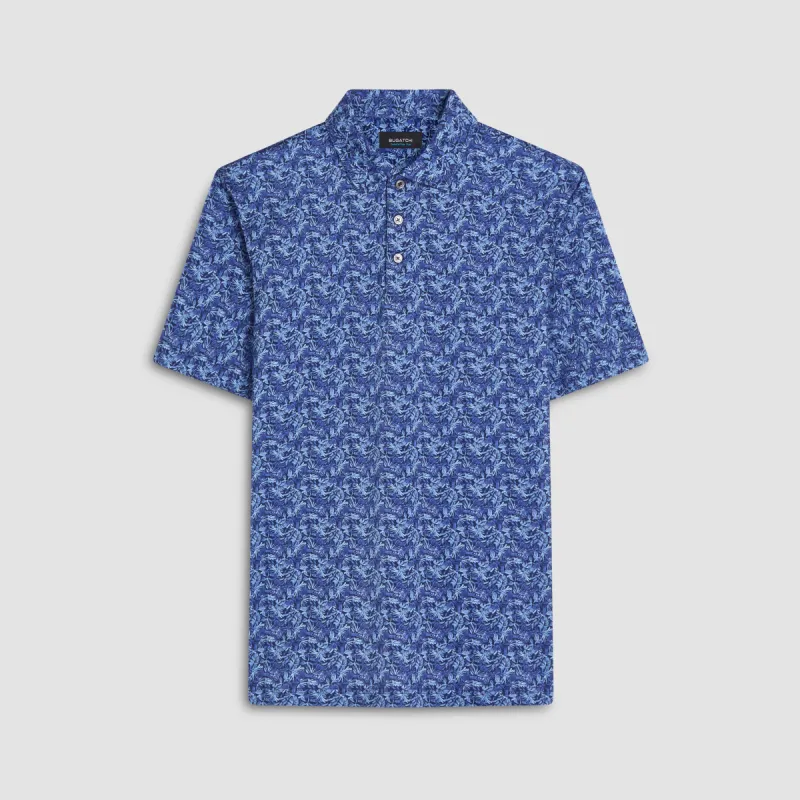 Victor Leaf Print OoohCotton Polo made by Bugatchi