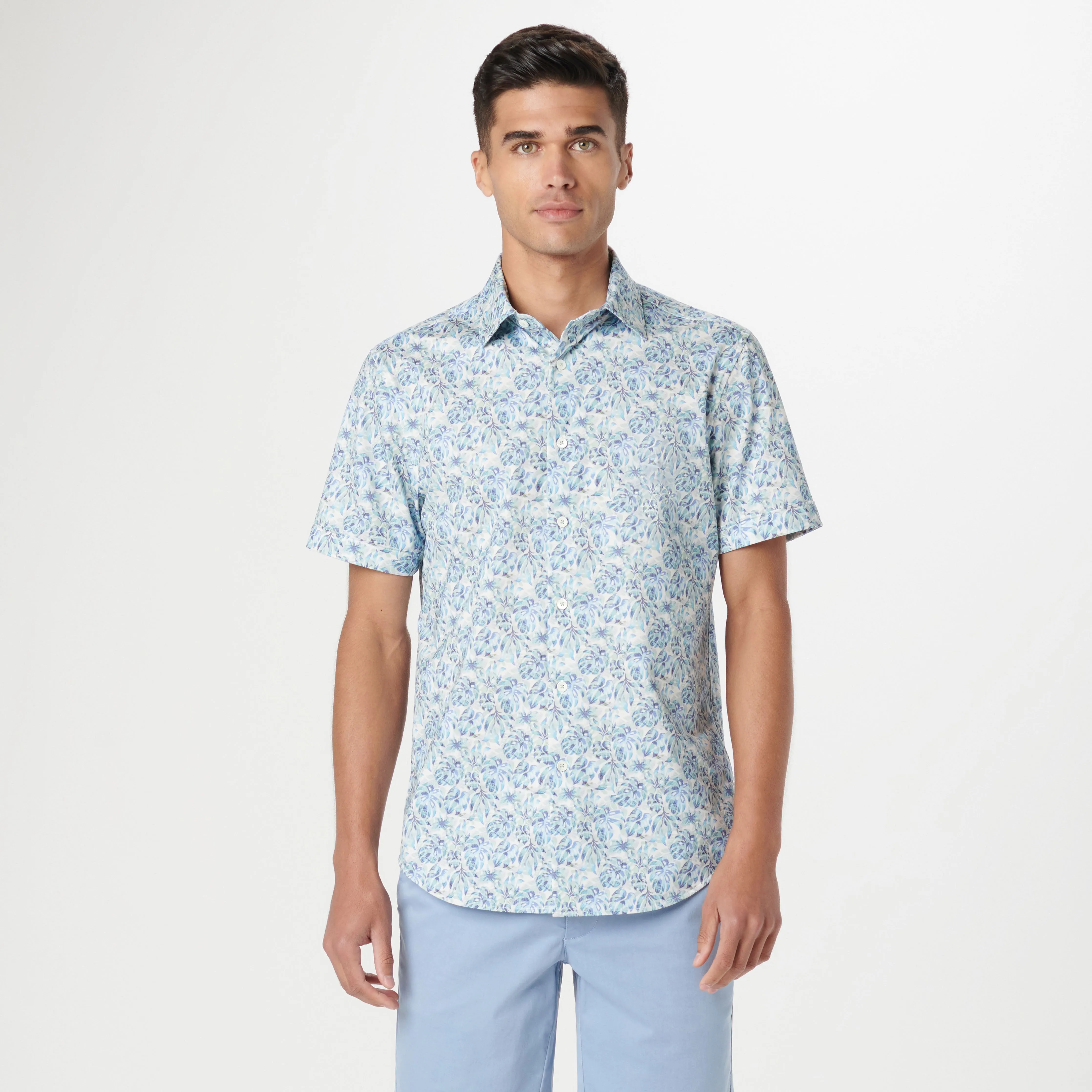 Miles Leaf Print OoohCotton Short Sleeve Shirt sold by Bugatchi product image thumbnail 2