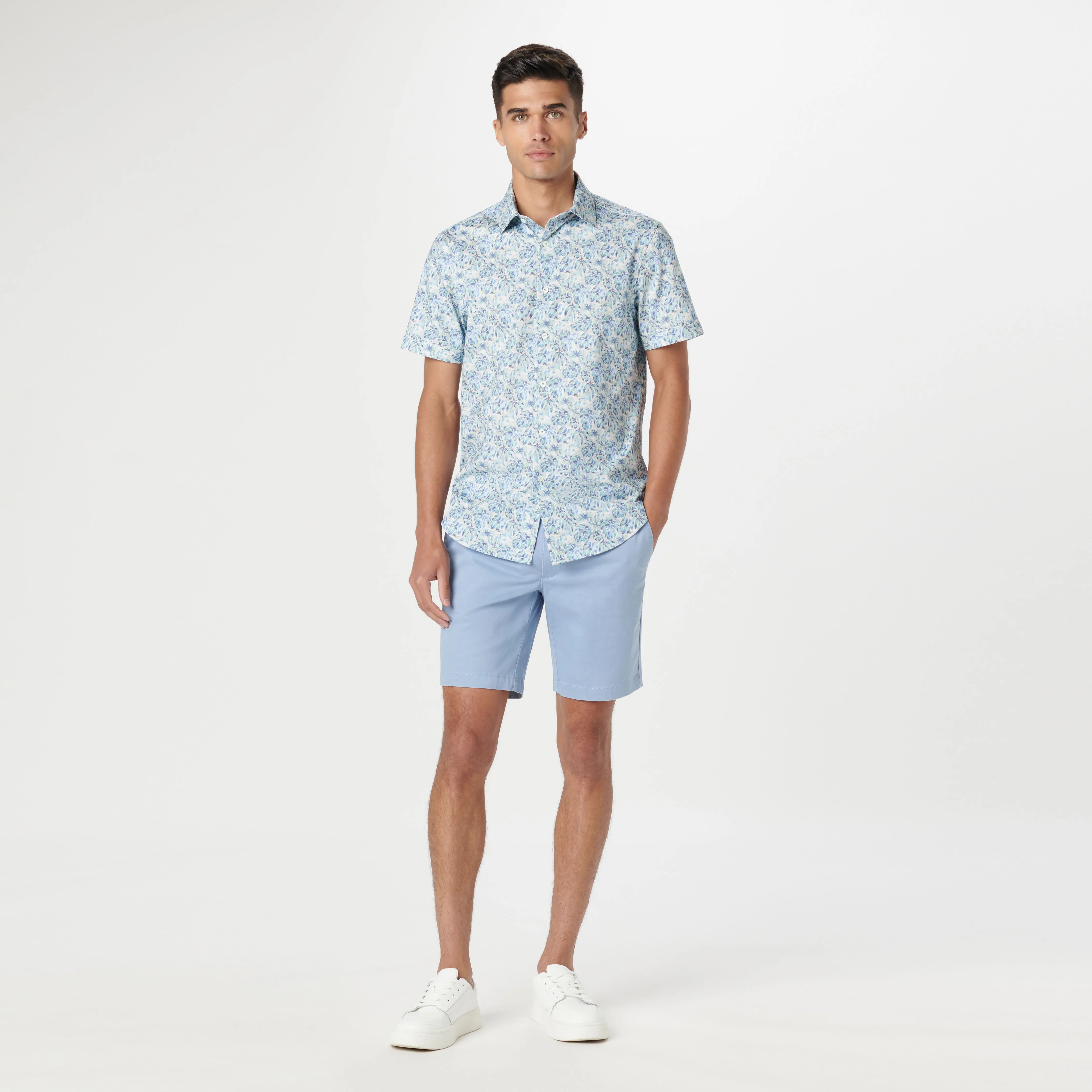 Miles Leaf Print OoohCotton Short Sleeve Shirt sold by Bugatchi product image thumbnail 5