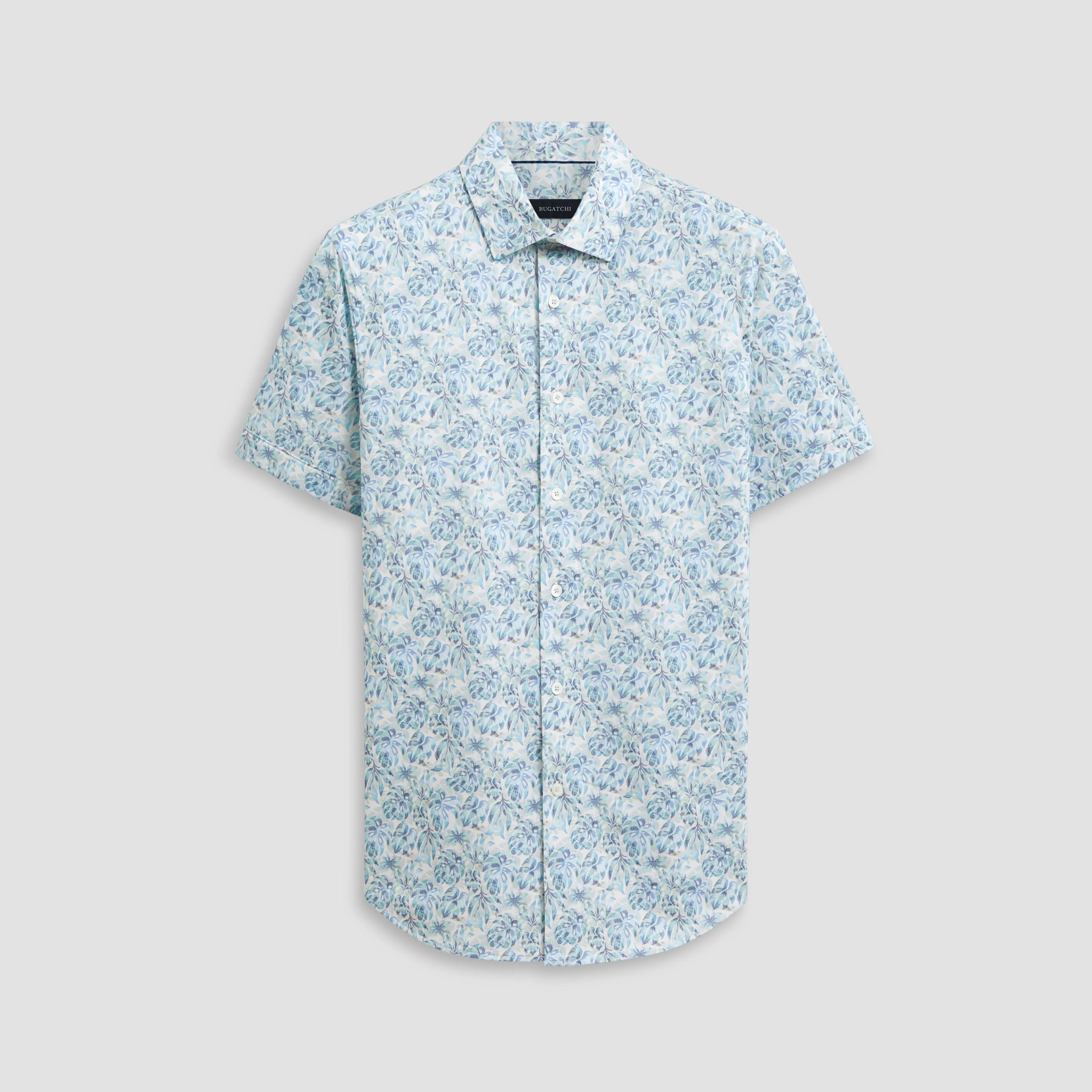 Miles Leaf Print OoohCotton Short Sleeve Shirt sold by Bugatchi
