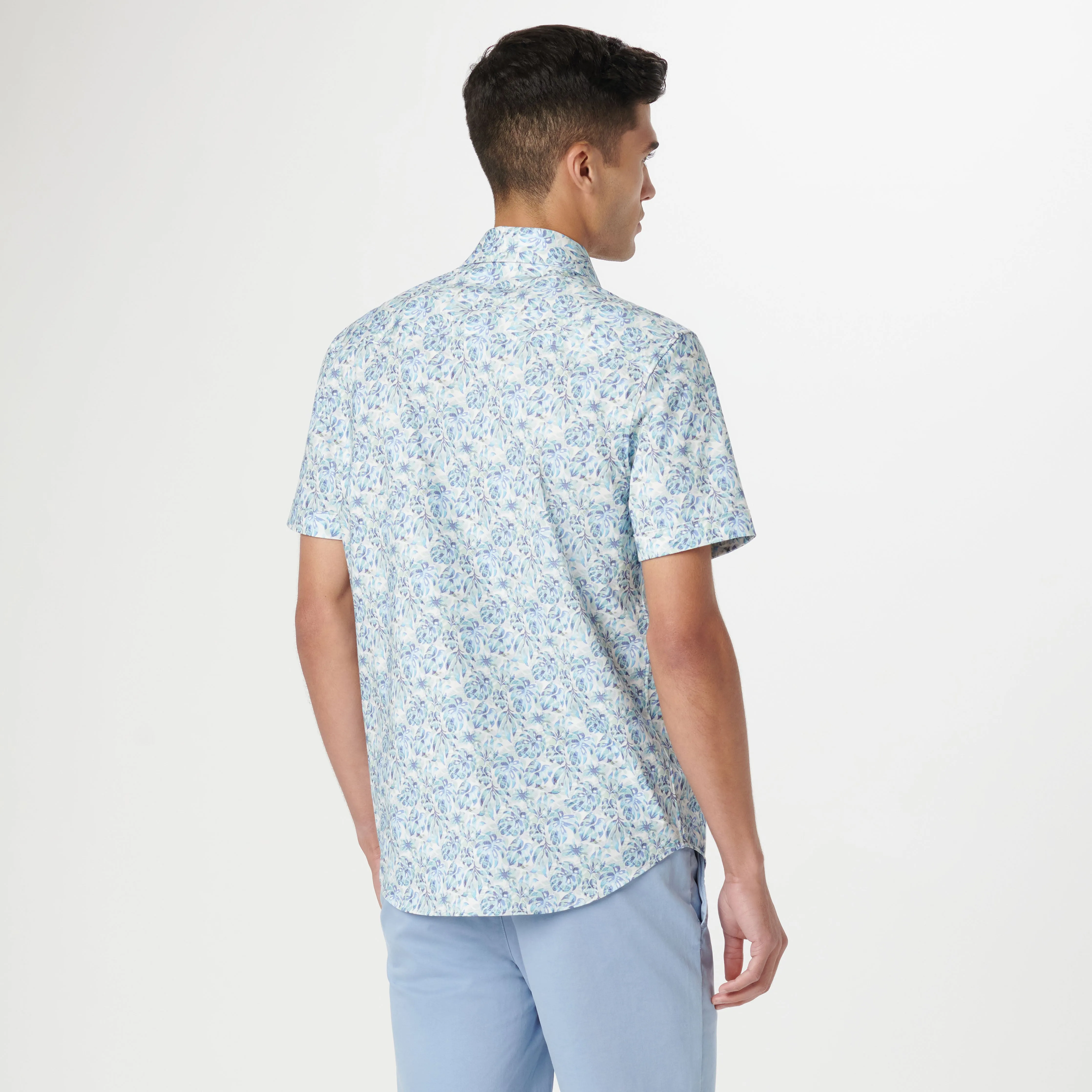 Miles Leaf Print OoohCotton Short Sleeve Shirt sold by Bugatchi product image thumbnail 4