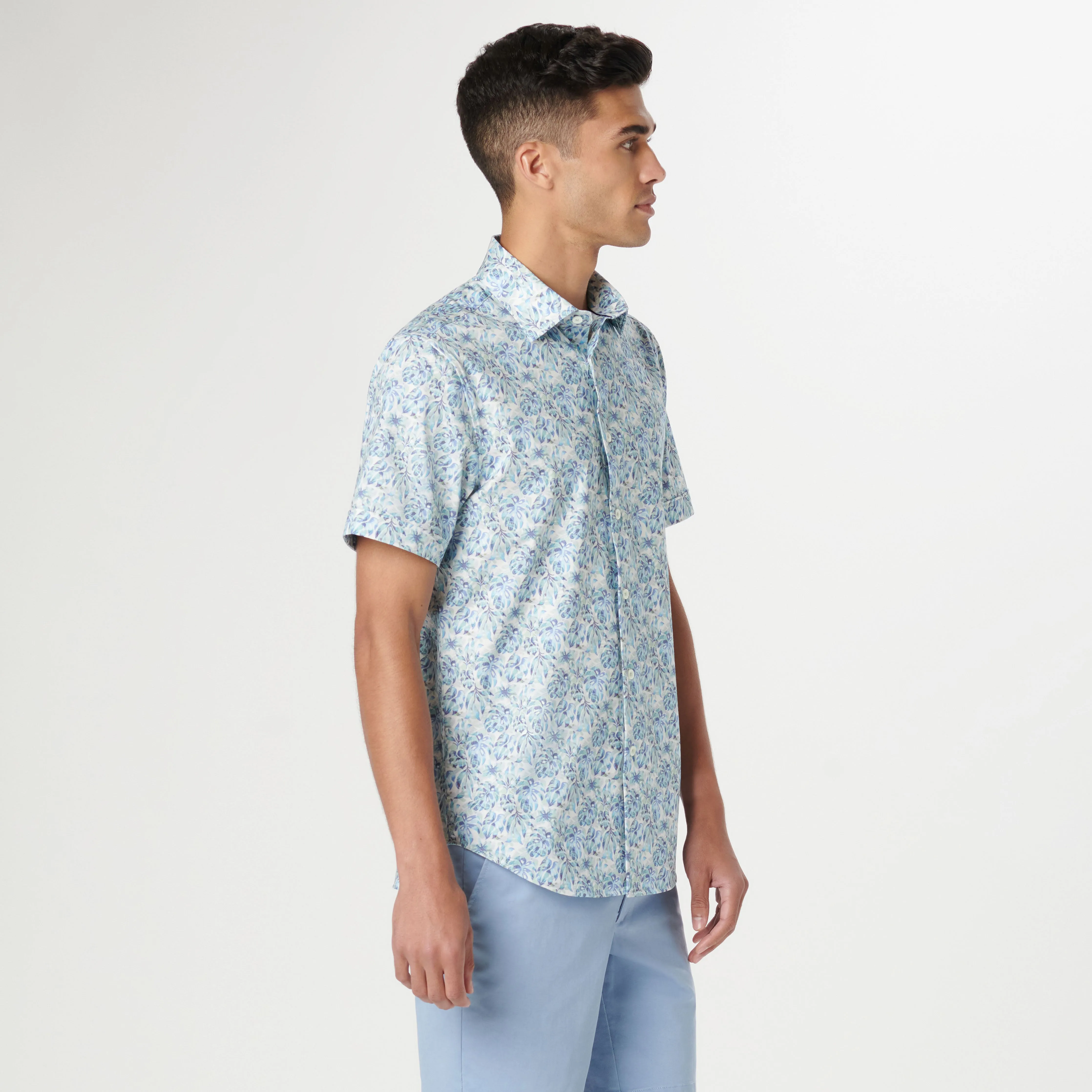 Miles Leaf Print OoohCotton Short Sleeve Shirt sold by Bugatchi product image thumbnail 3
