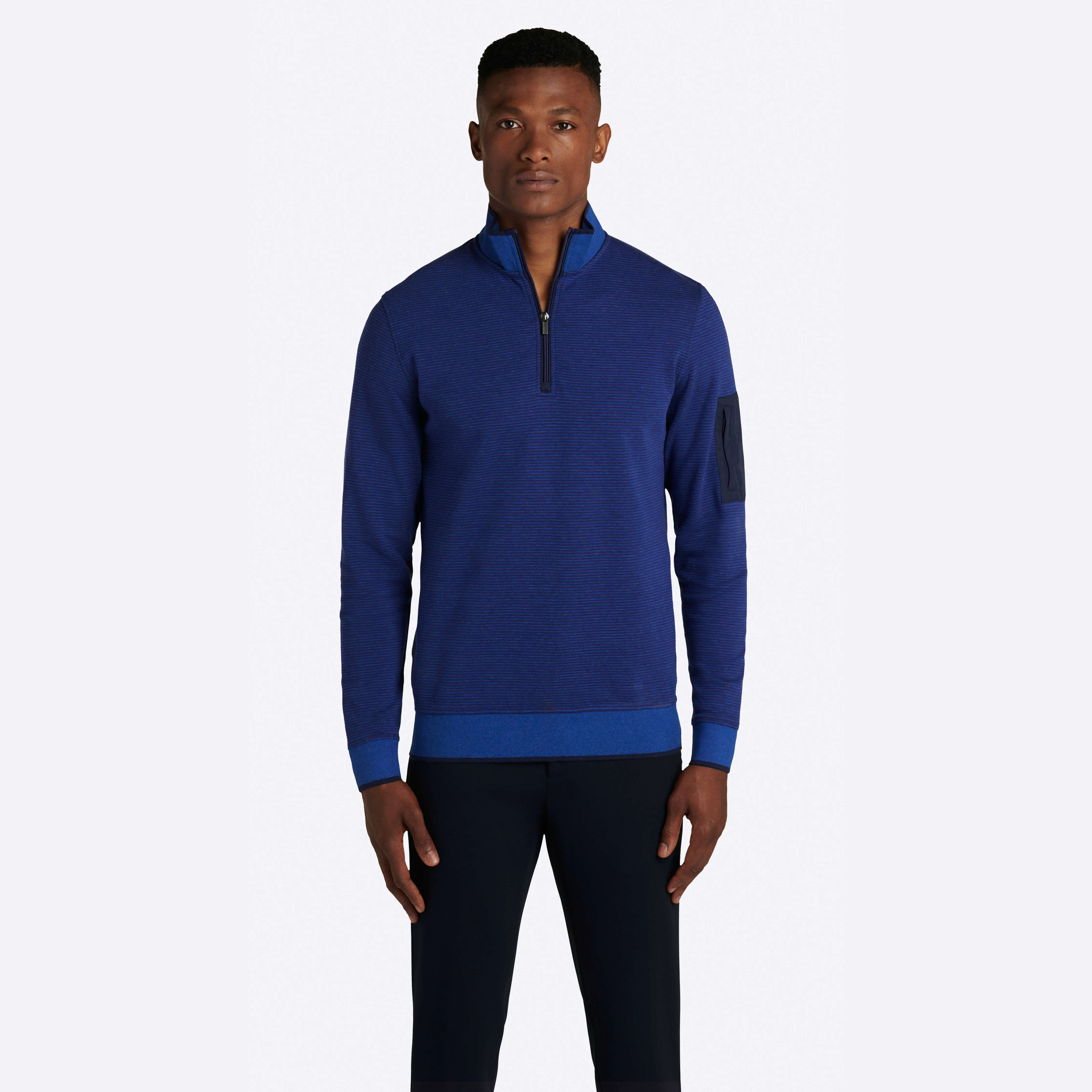 Striped Quarter Zip Mock Neck Pullover sold by Bugatchi product image thumbnail 2