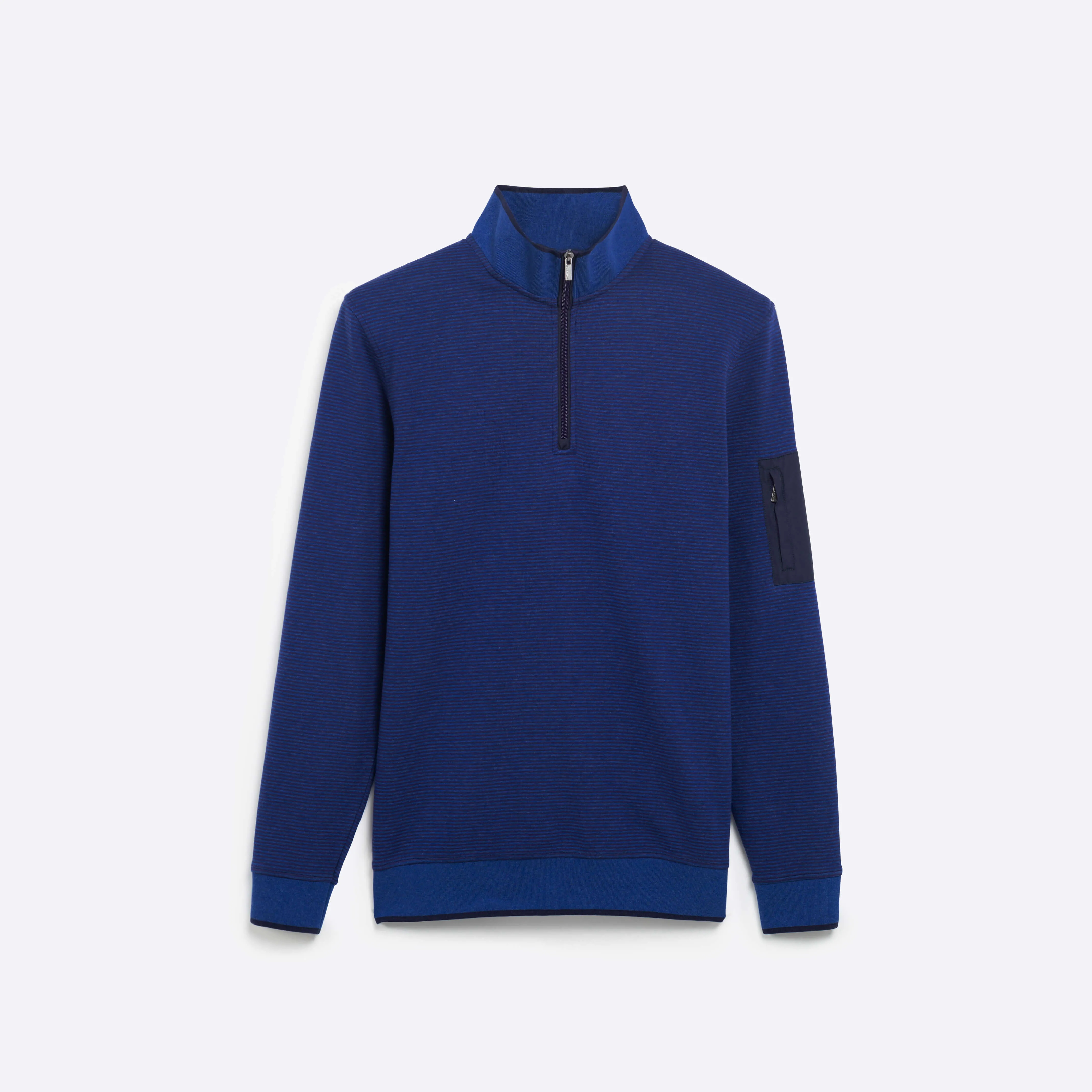 Striped Quarter Zip Mock Neck Pullover sold by Bugatchi