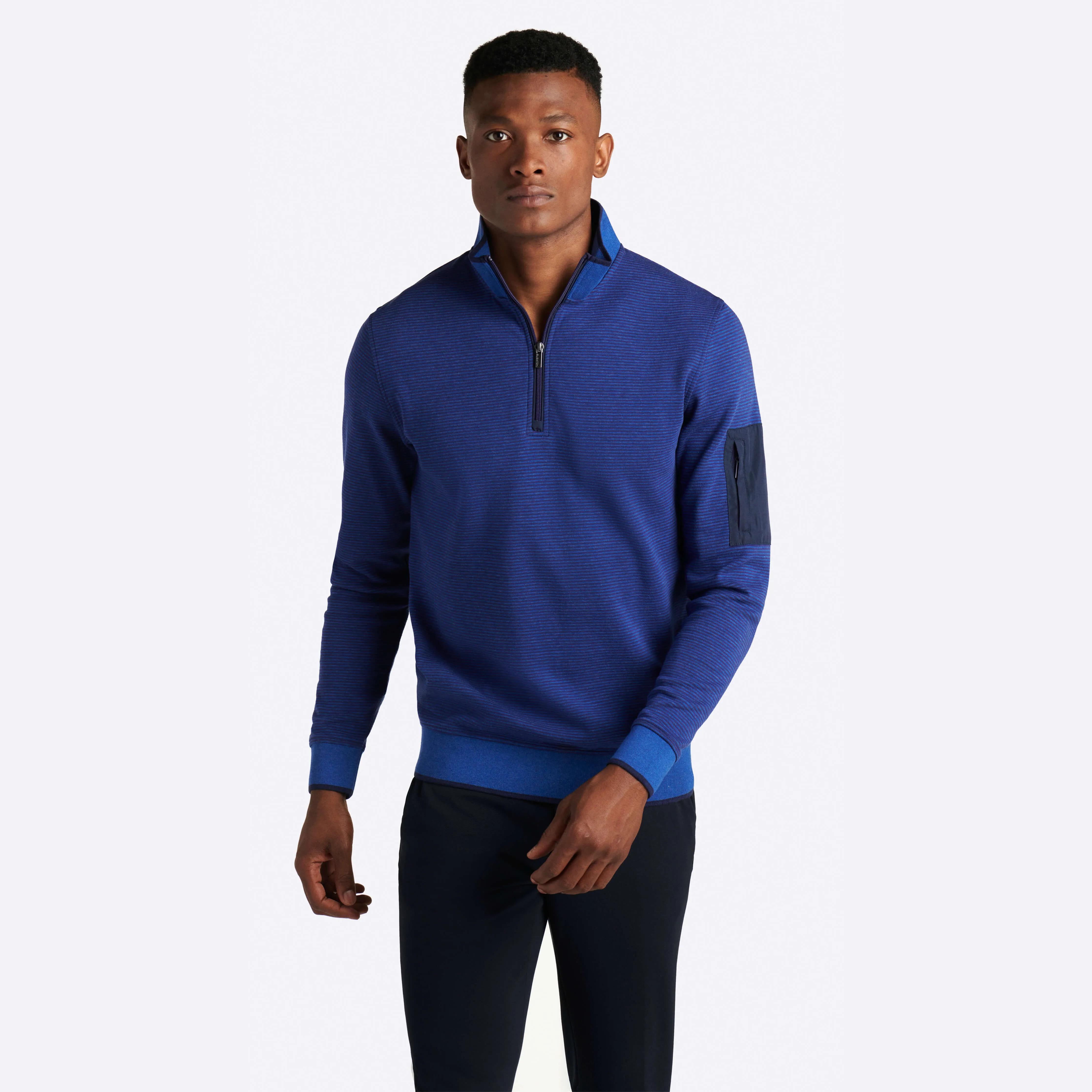 Striped Quarter Zip Mock Neck Pullover sold by Bugatchi product image thumbnail 3