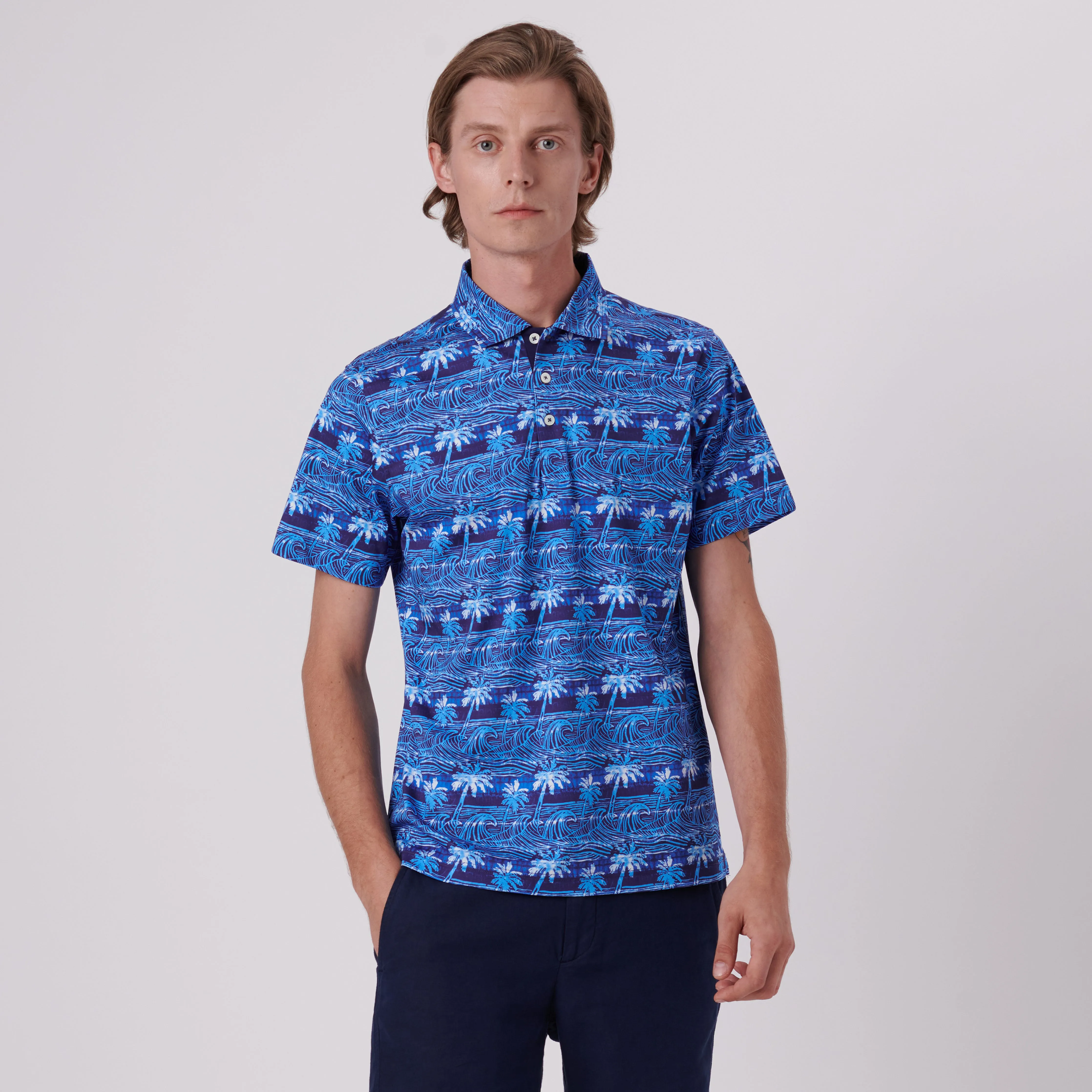 Hendrix Palms & Waves Print Polo Shirt sold by Bugatchi product image thumbnail 2