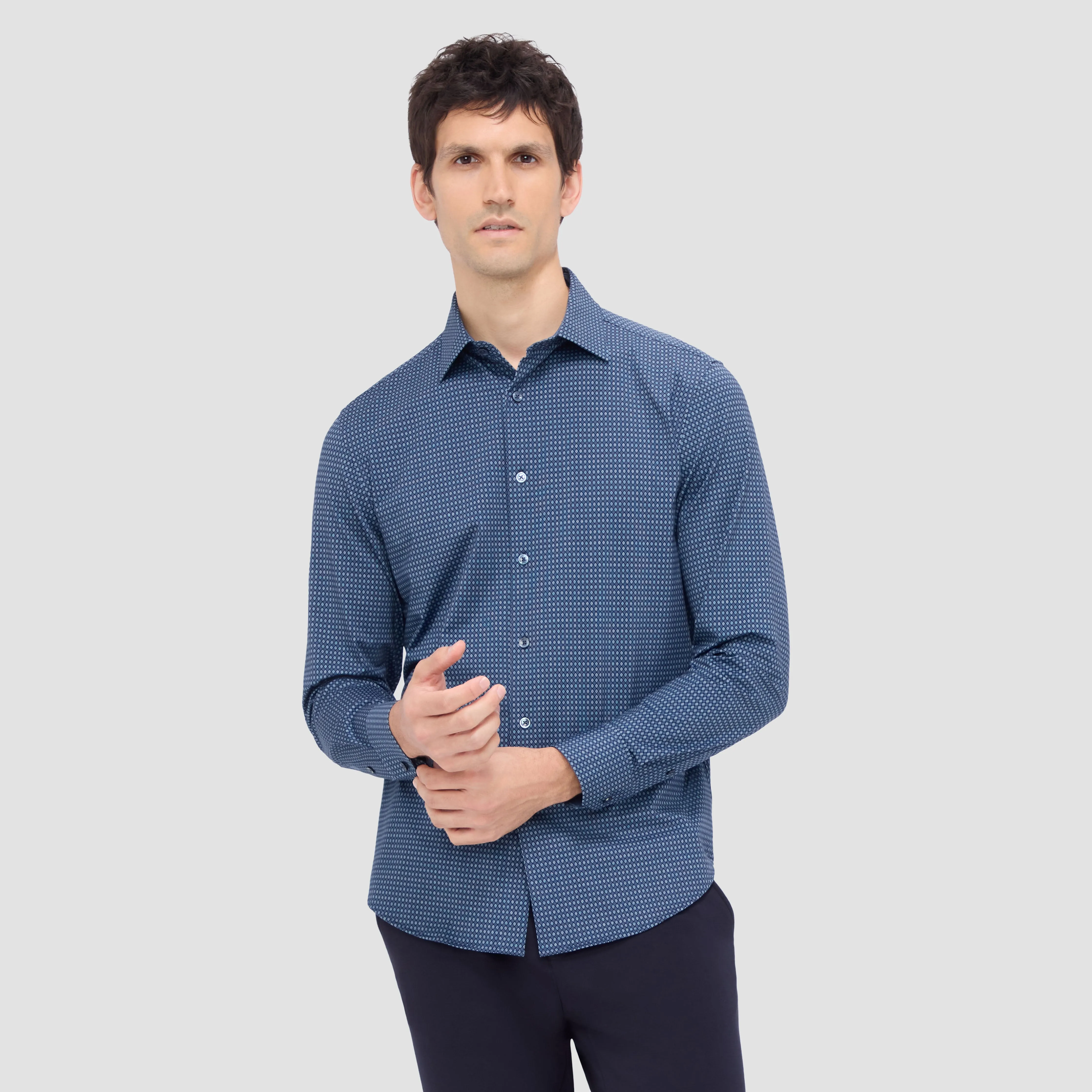 Jimmy Double Sided Geometric/Solid OoohCotton Shirt sold by Bugatchi product image thumbnail 4