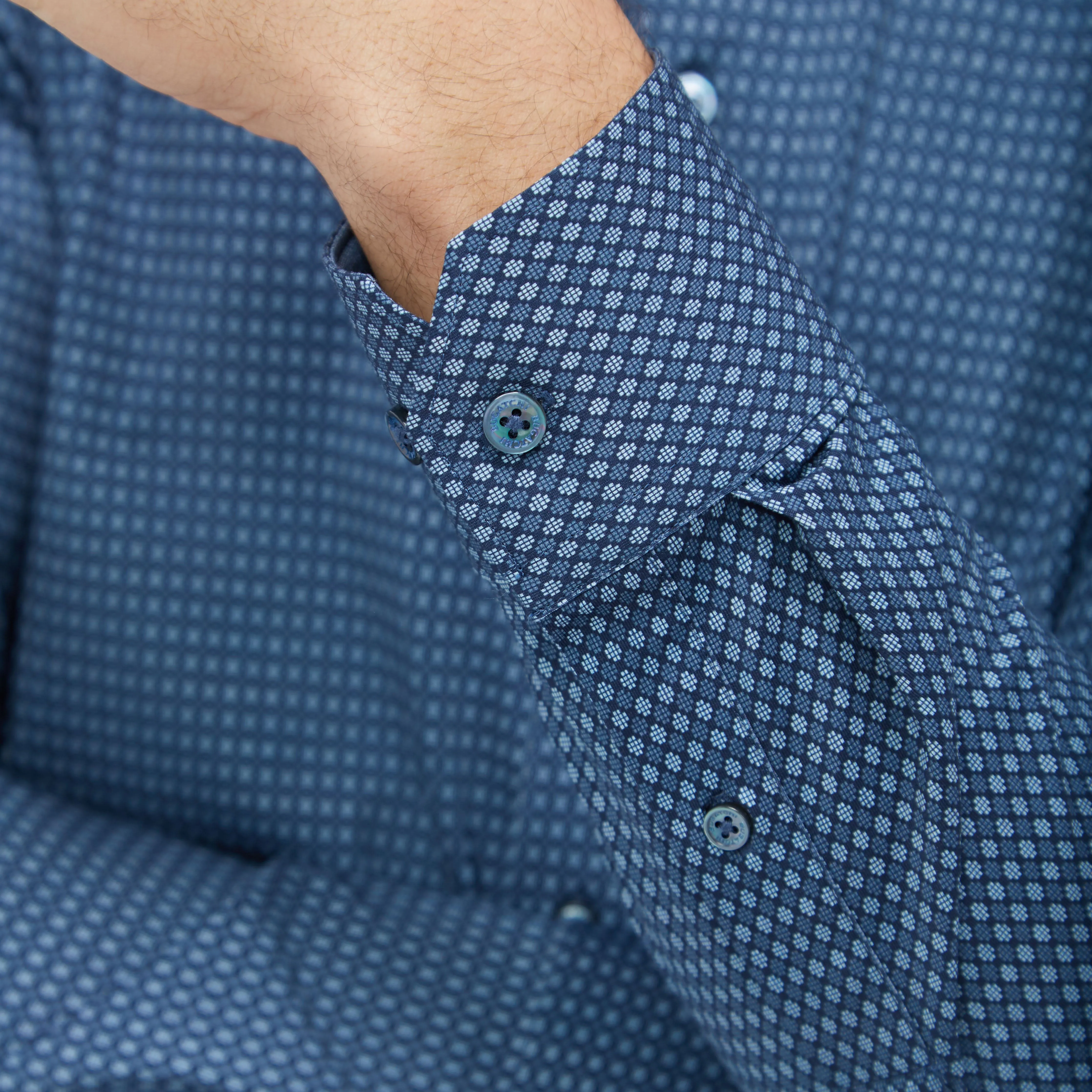 Jimmy Double Sided Geometric/Solid OoohCotton Shirt sold by Bugatchi product image thumbnail 3