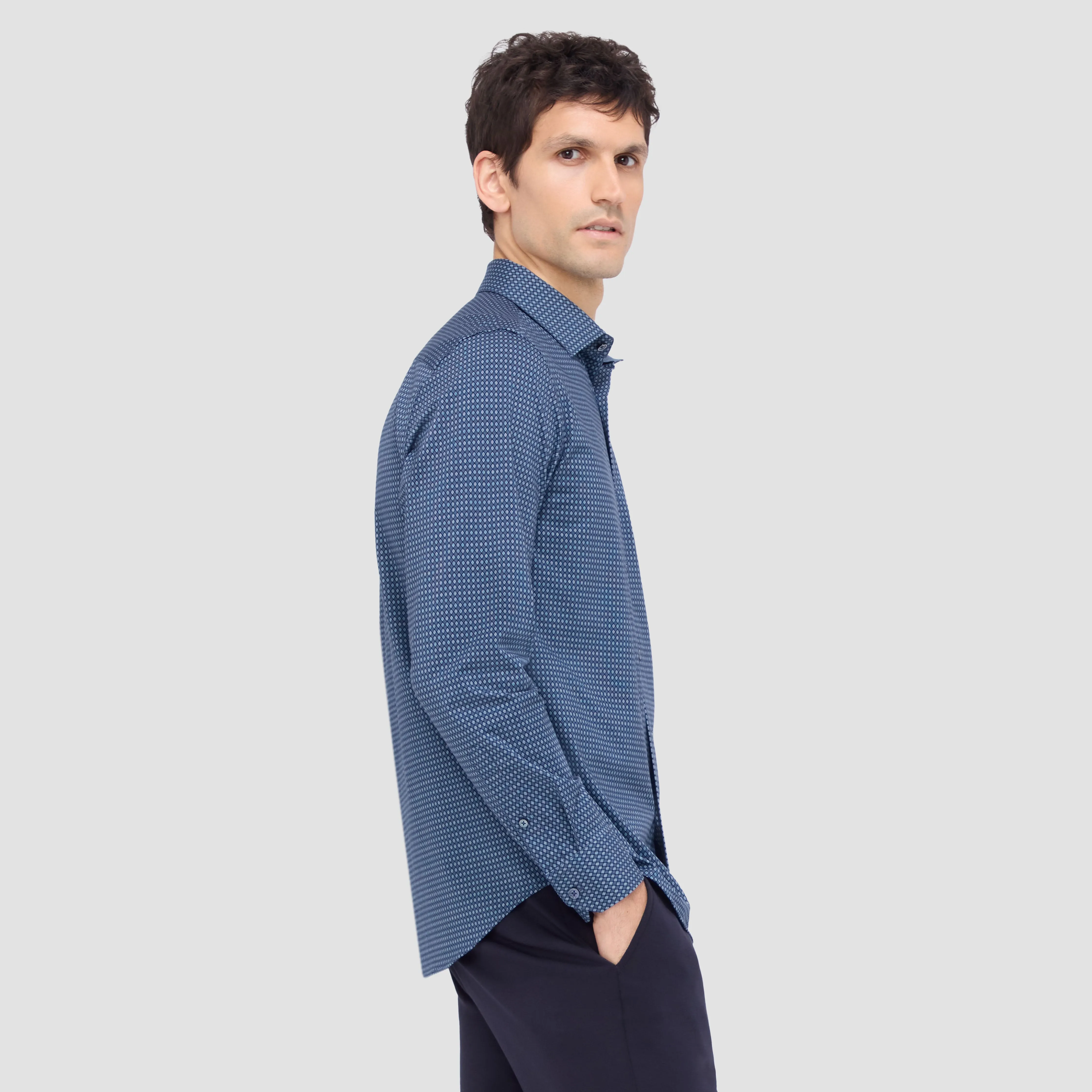 Jimmy Double Sided Geometric/Solid OoohCotton Shirt sold by Bugatchi product image thumbnail 5