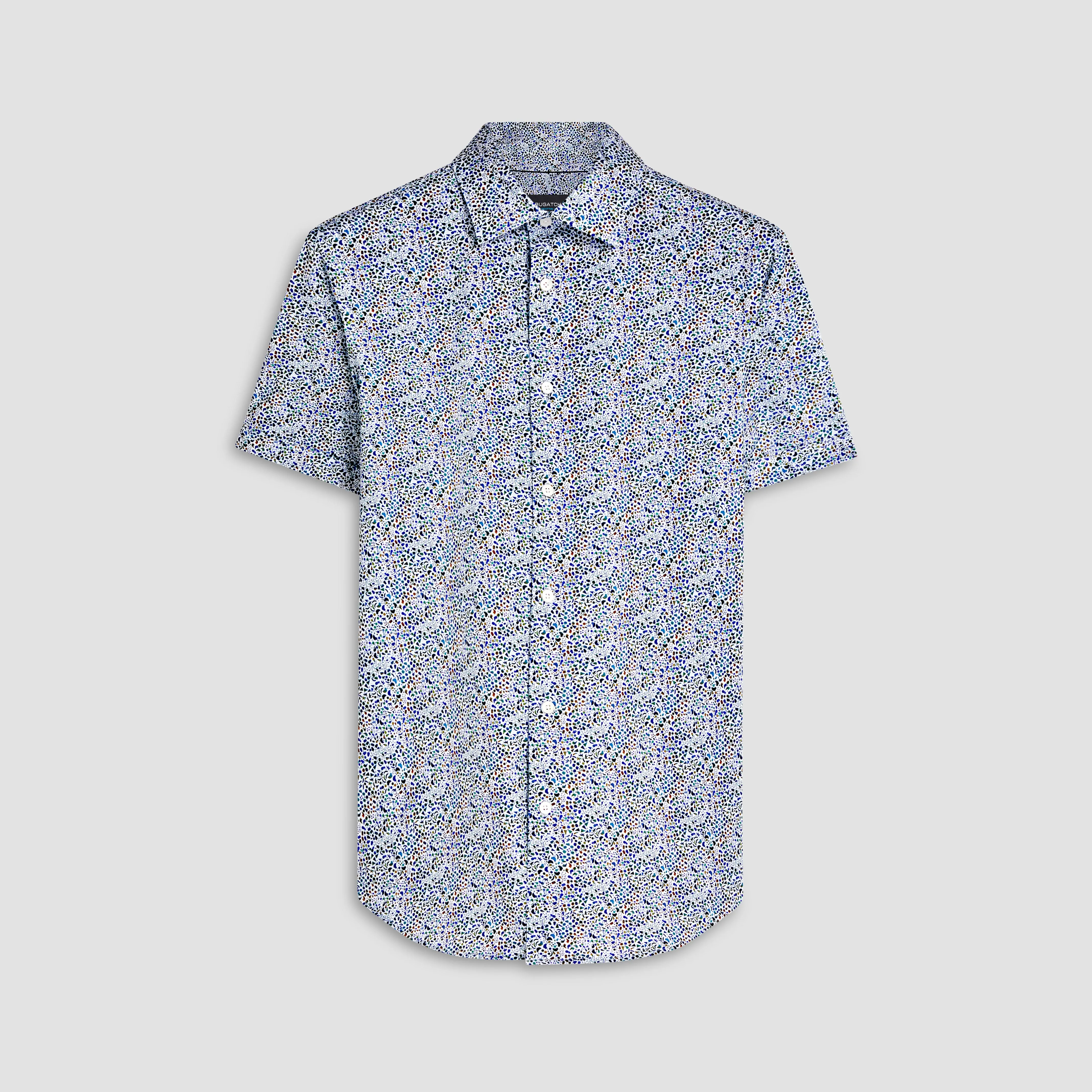 Miles Abstract Print OoohCotton Short Sleeve Shirt sold by Bugatchi