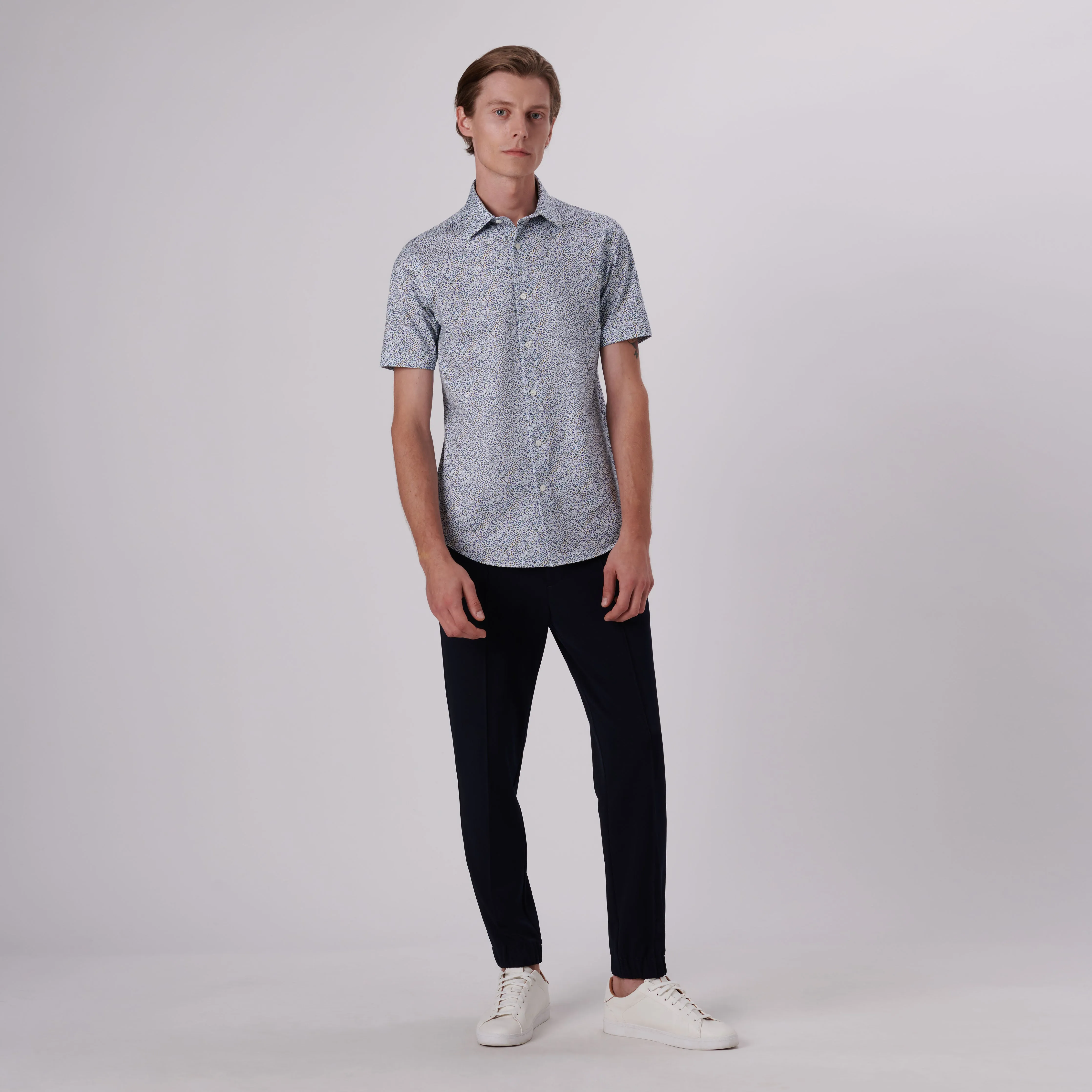 Miles Abstract Print OoohCotton Short Sleeve Shirt sold by Bugatchi product image thumbnail 5
