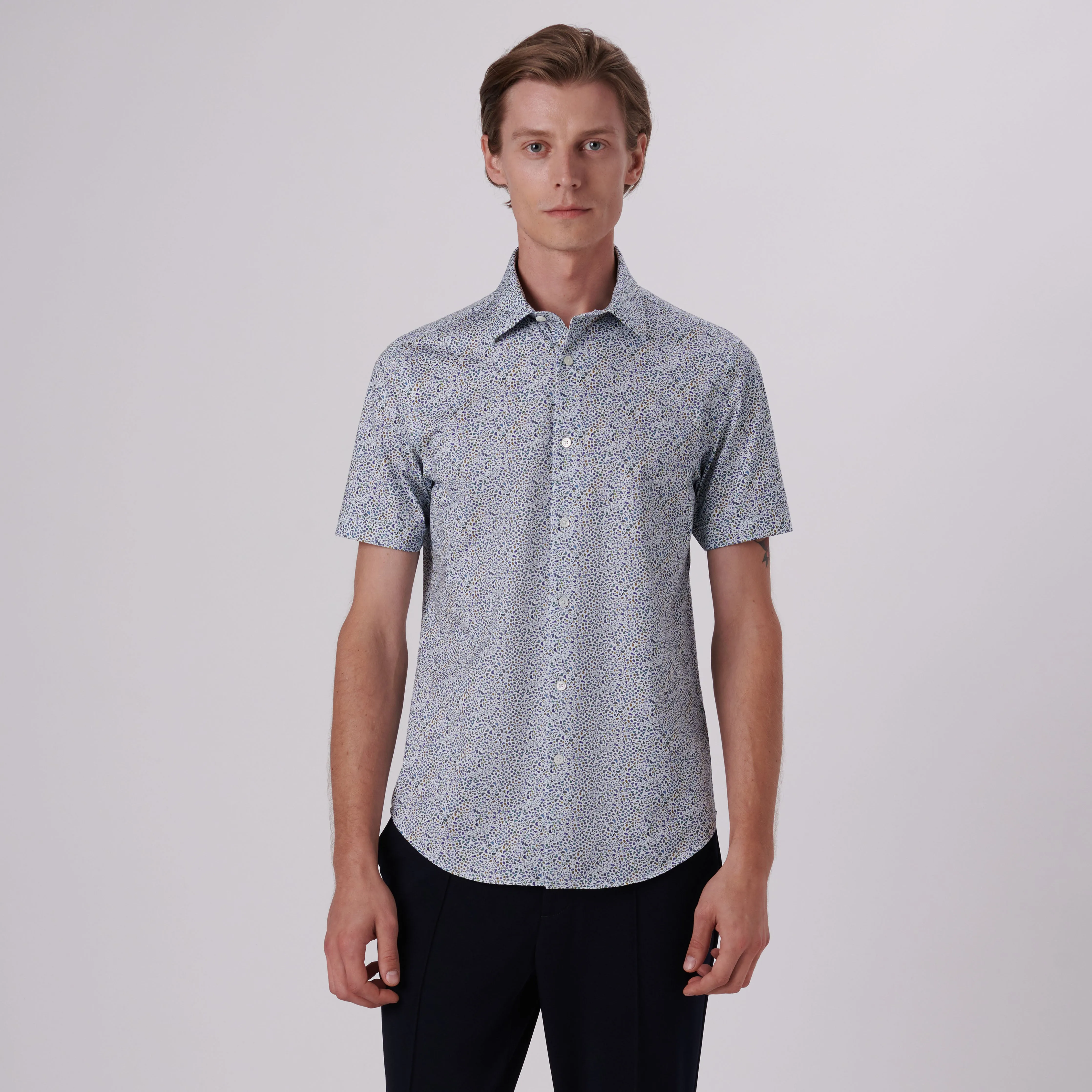 Miles Abstract Print OoohCotton Short Sleeve Shirt sold by Bugatchi product image thumbnail 2