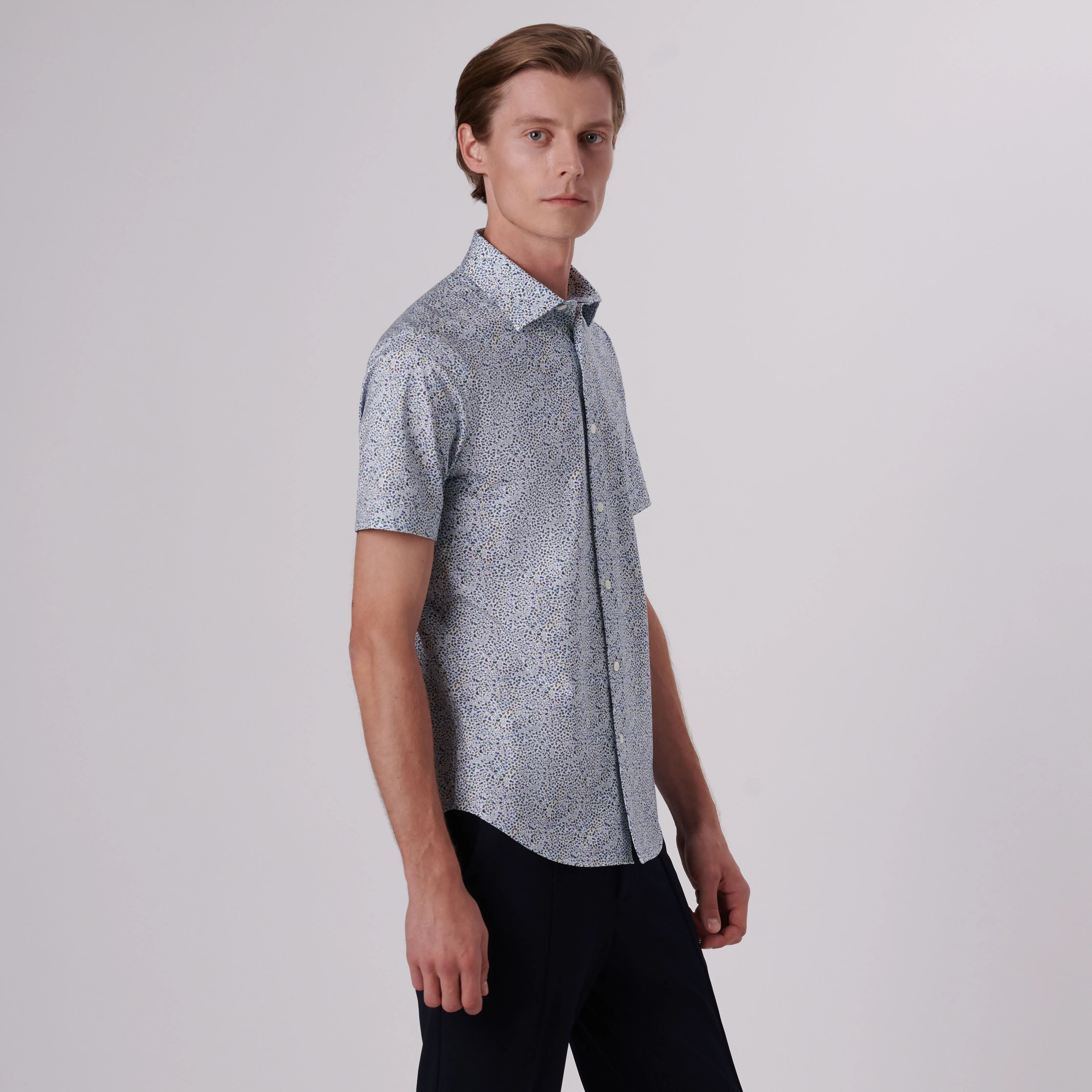 Miles Abstract Print OoohCotton Short Sleeve Shirt sold by Bugatchi product image thumbnail 3