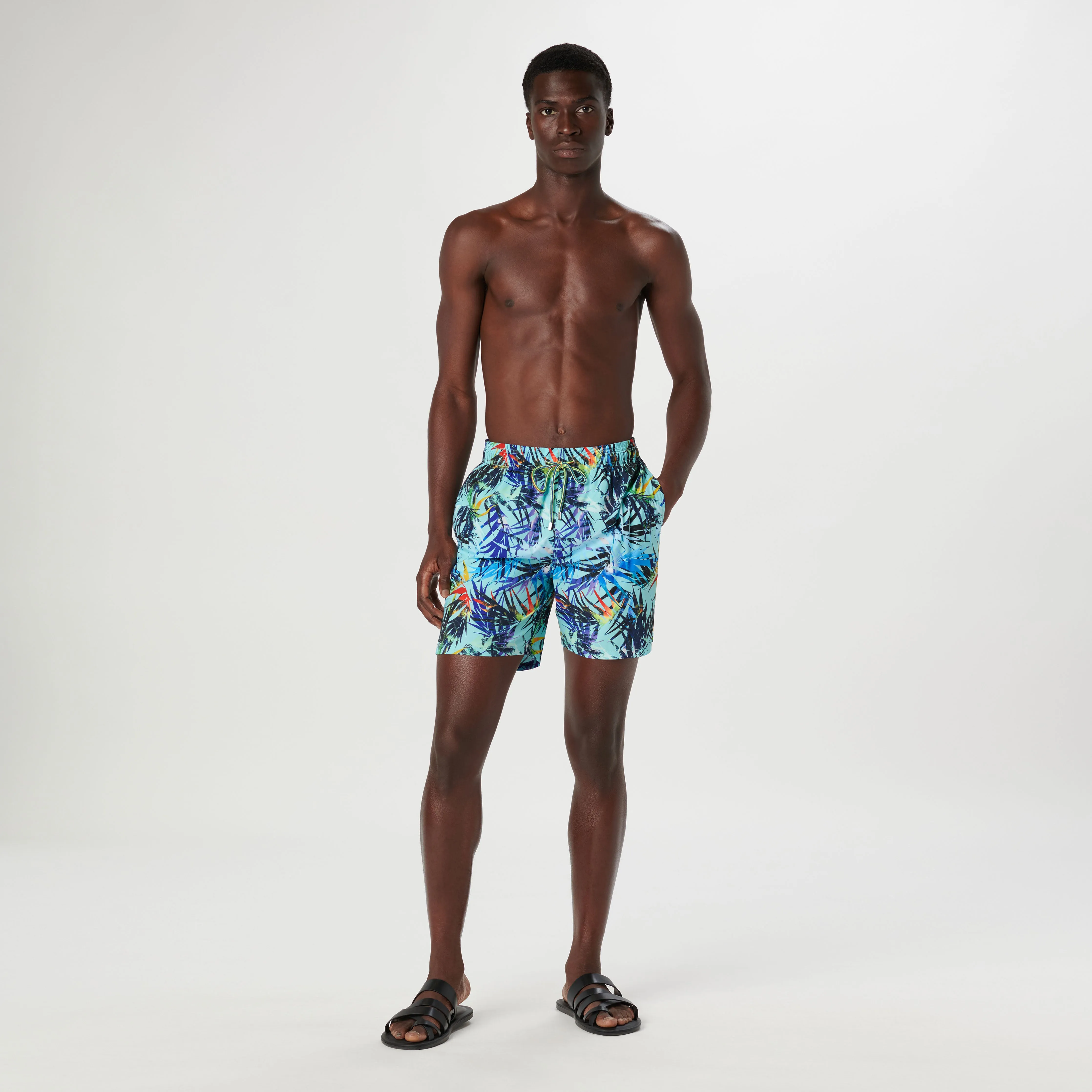 Cosmo Leaf Print Swim Trunks sold by Bugatchi product image thumbnail 5