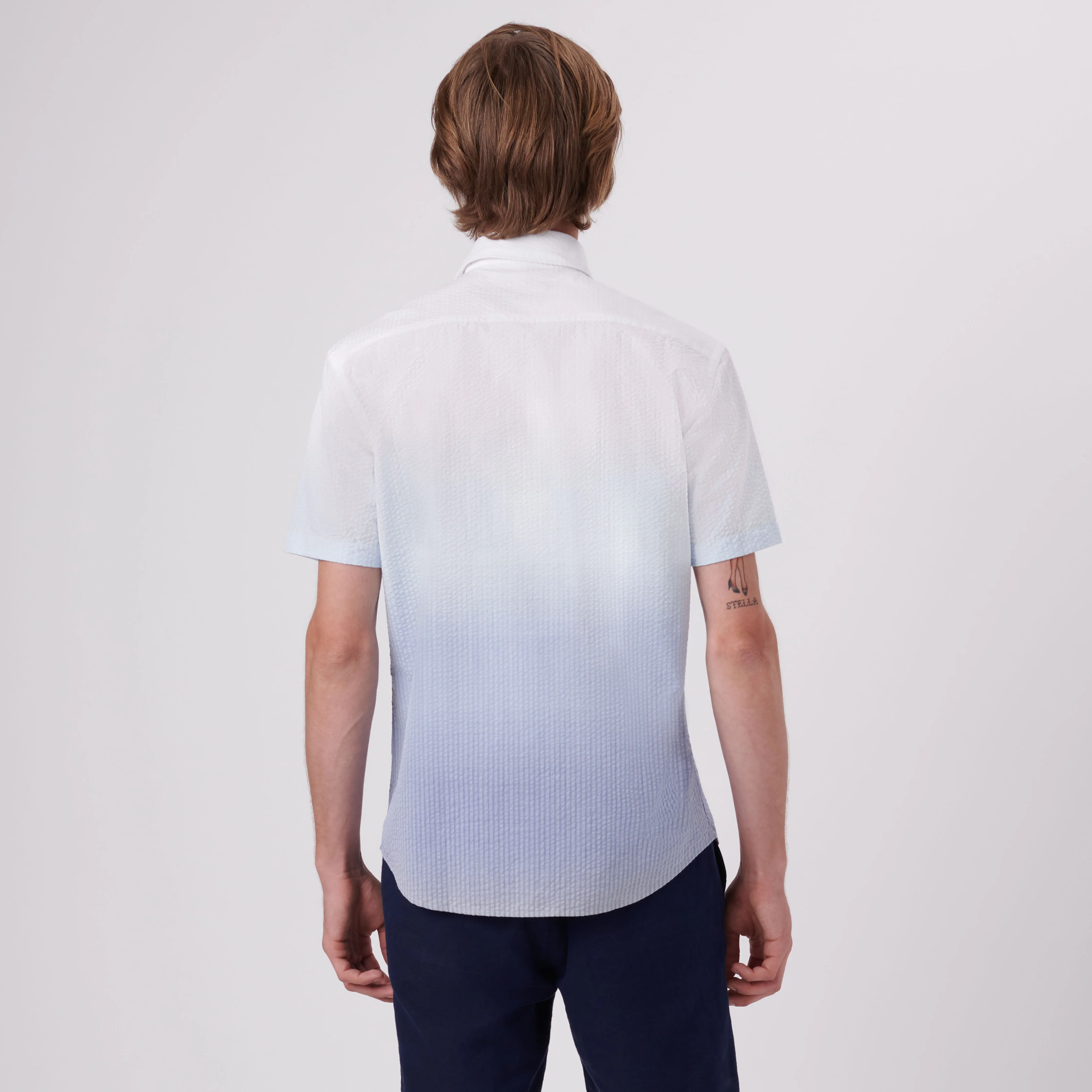Orson Ombre Seersucker Short Sleeve Shirt sold by Bugatchi product image thumbnail 4