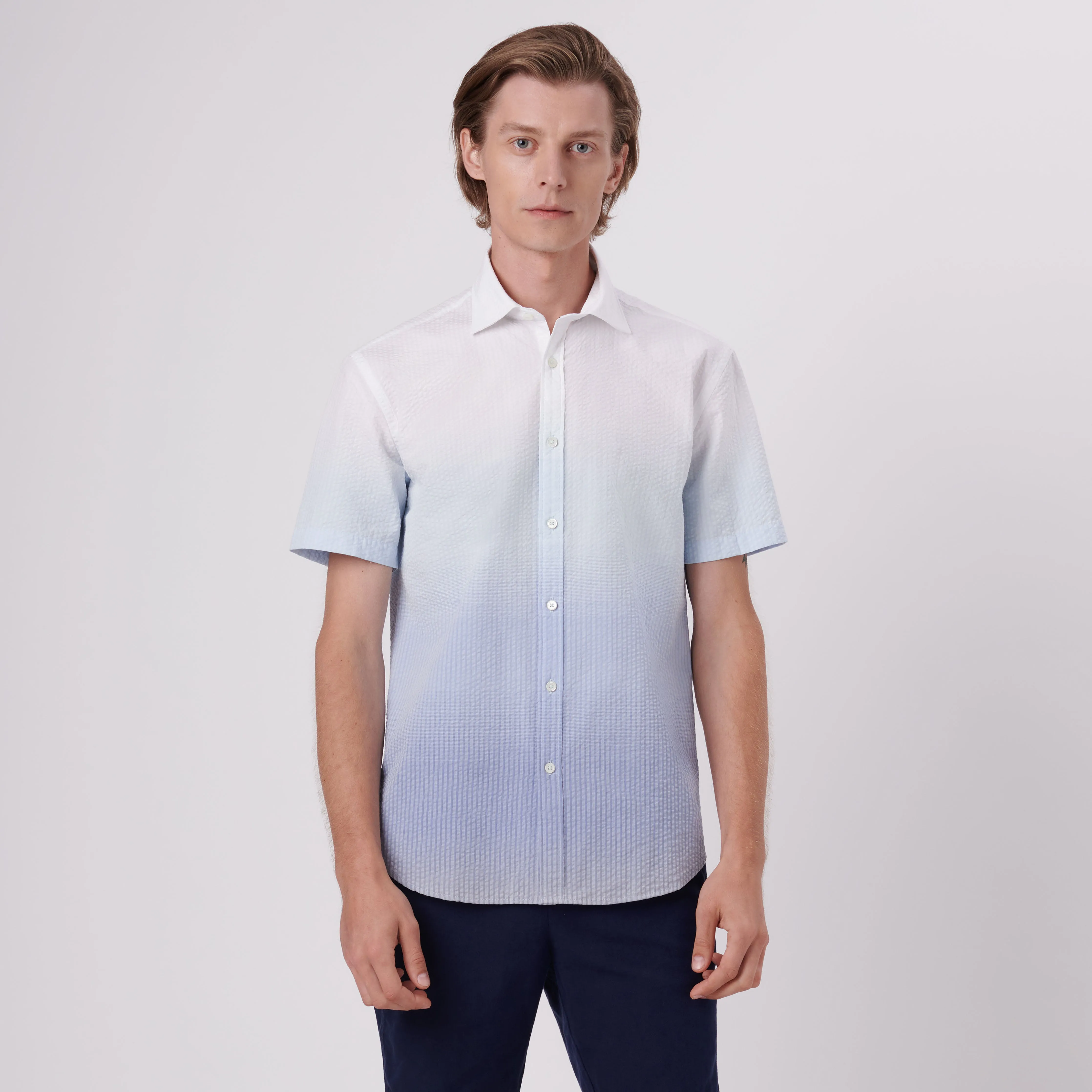 Orson Ombre Seersucker Short Sleeve Shirt sold by Bugatchi product image thumbnail 2