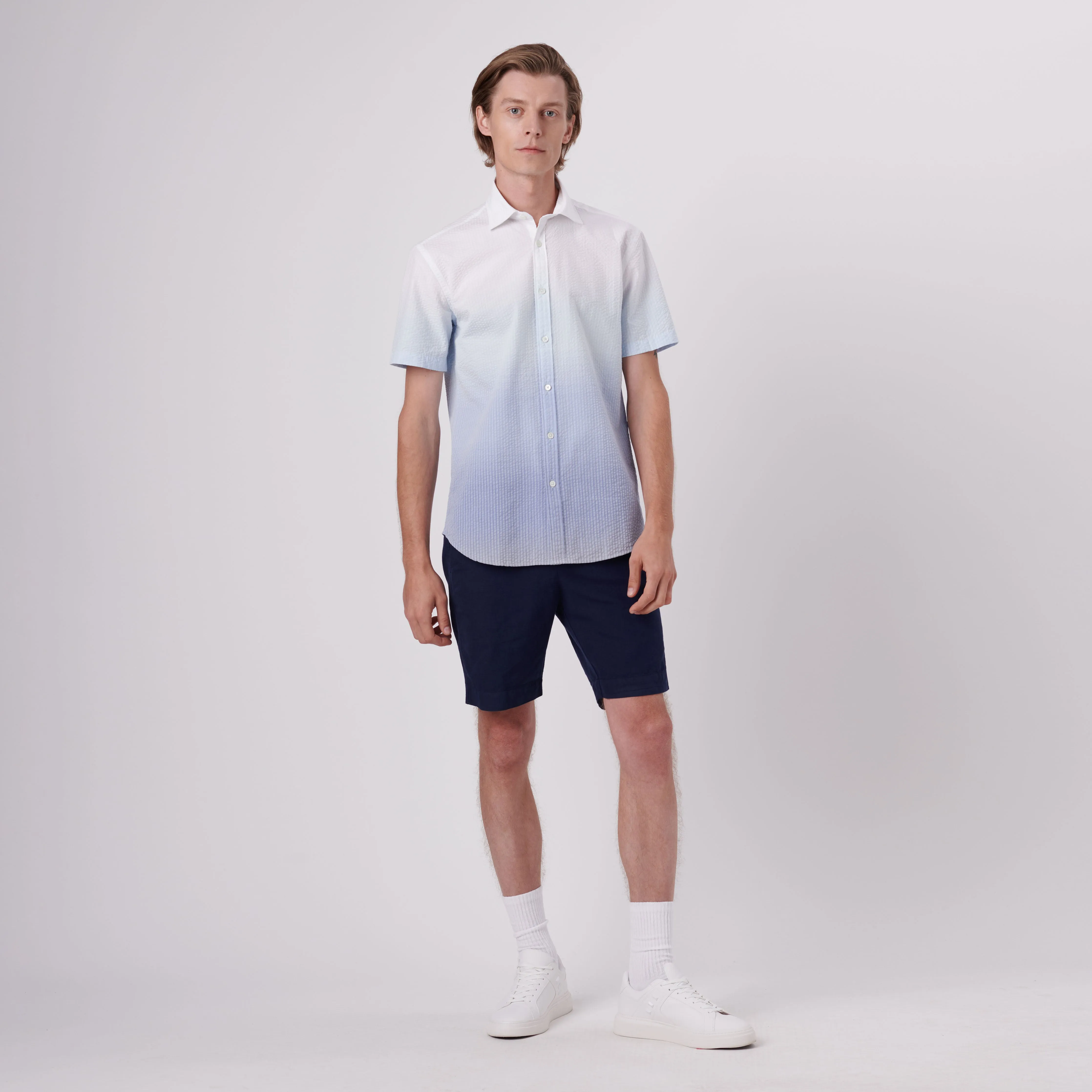 Orson Ombre Seersucker Short Sleeve Shirt sold by Bugatchi product image thumbnail 5