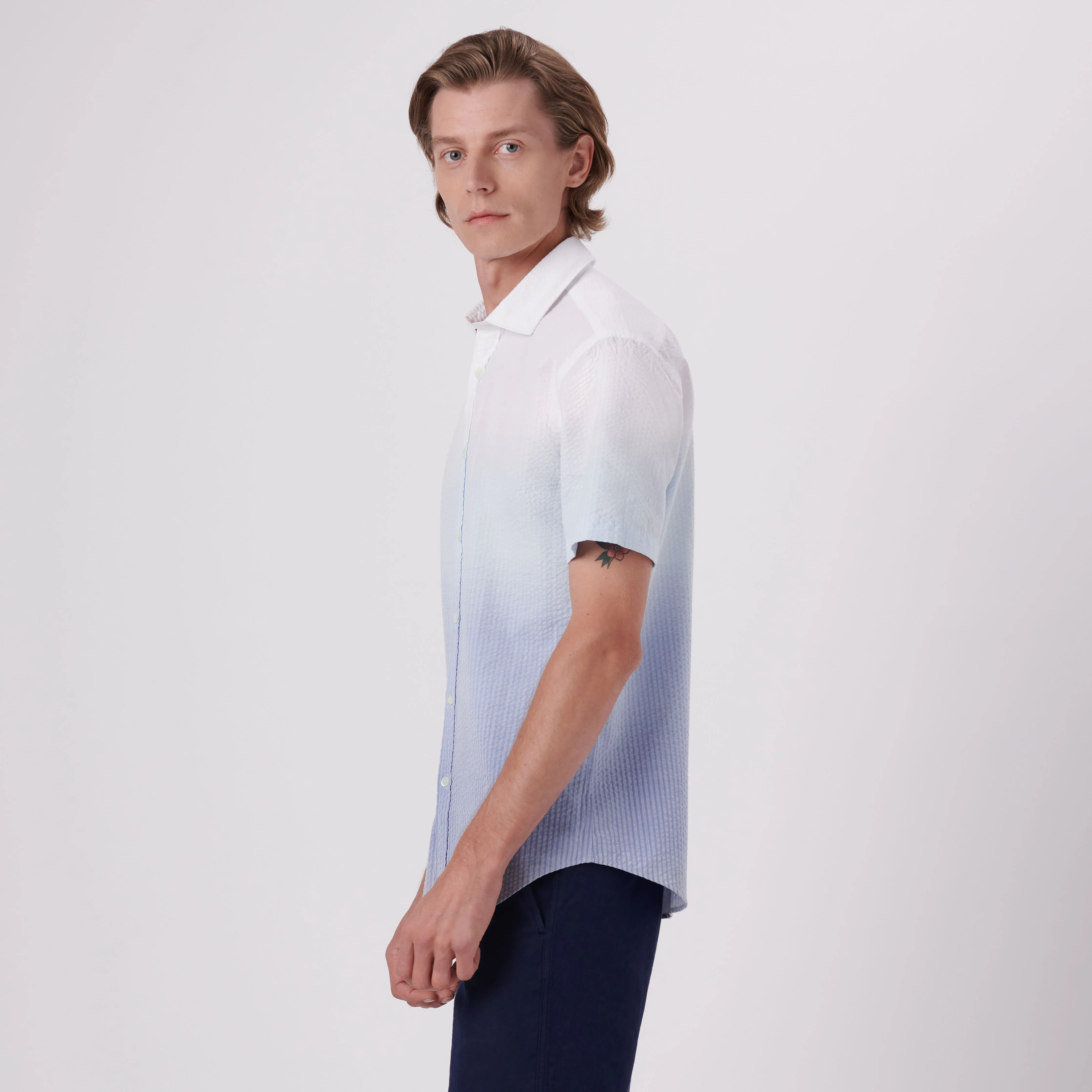 Orson Ombre Seersucker Short Sleeve Shirt sold by Bugatchi product image thumbnail 3
