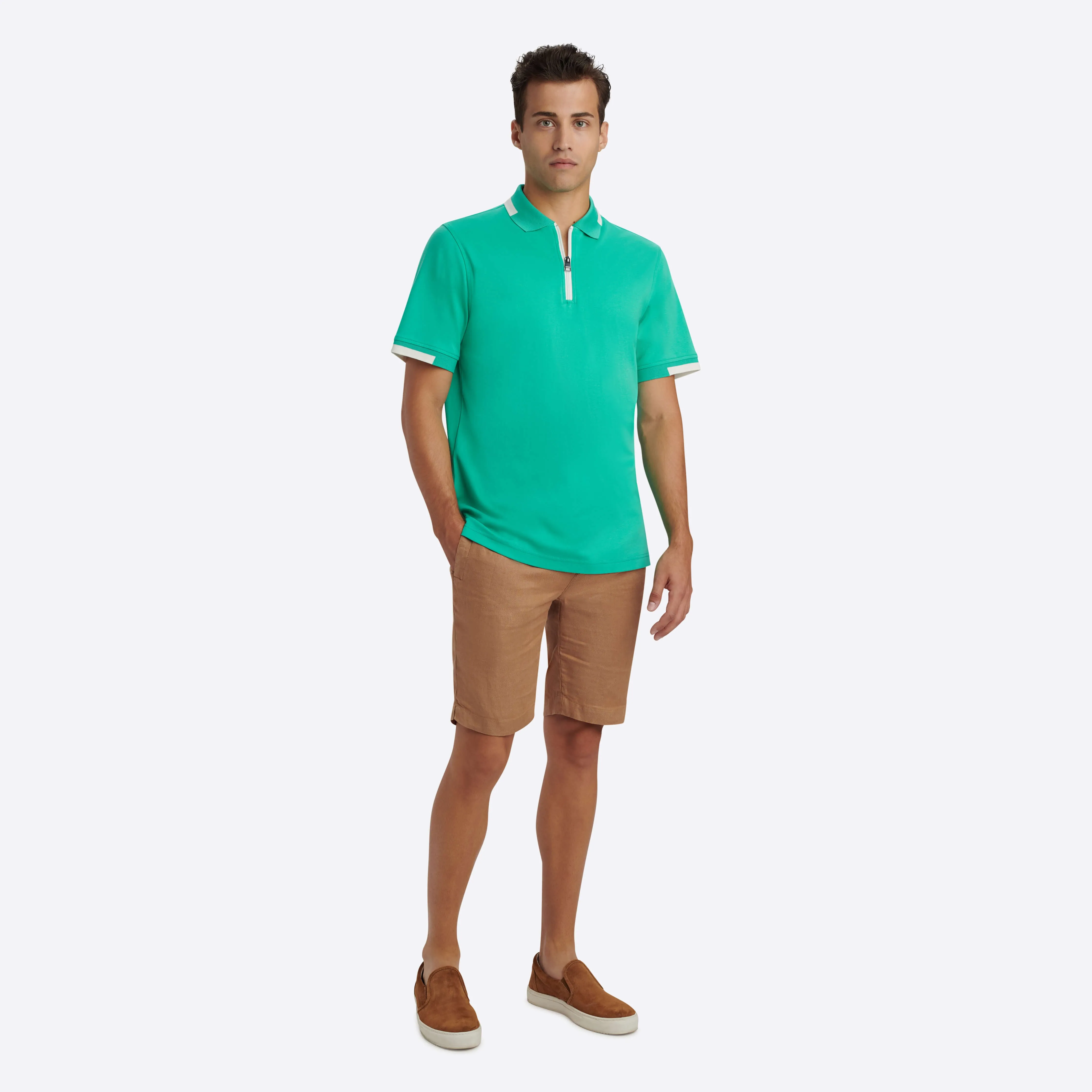 Short Sleeve Quarter Zip Polo sold by Bugatchi product image thumbnail 5