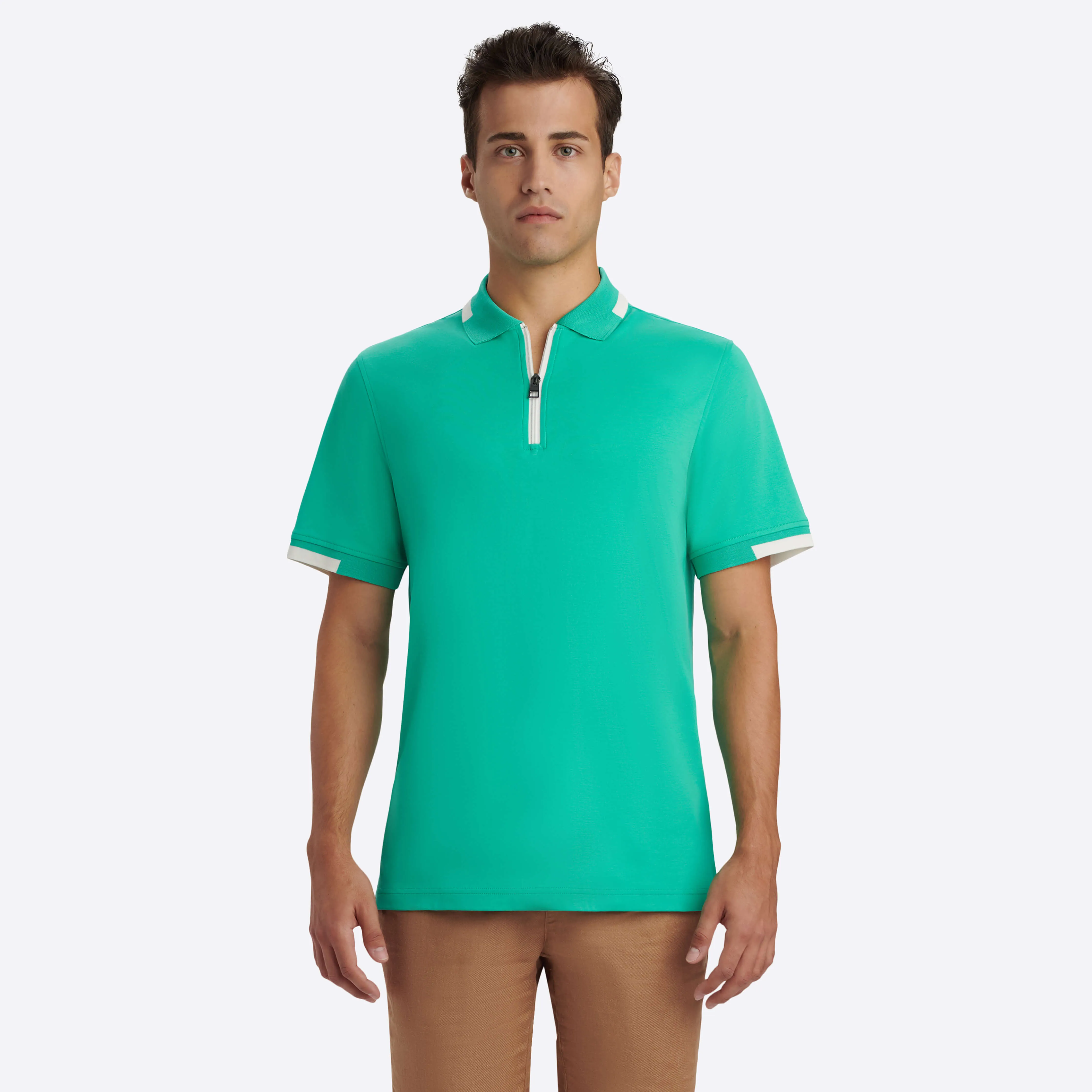 Short Sleeve Quarter Zip Polo sold by Bugatchi product image thumbnail 2