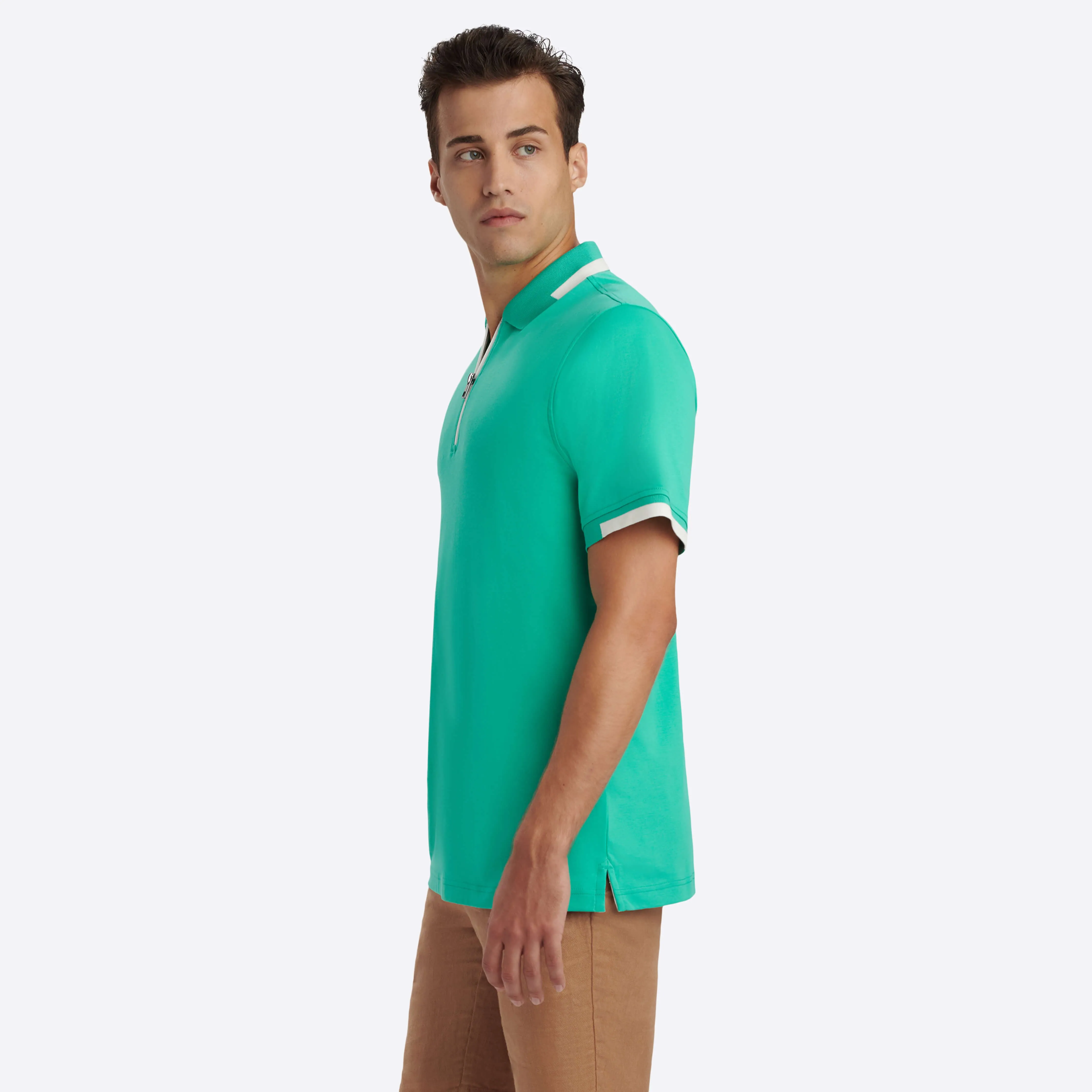 Short Sleeve Quarter Zip Polo sold by Bugatchi product image thumbnail 3