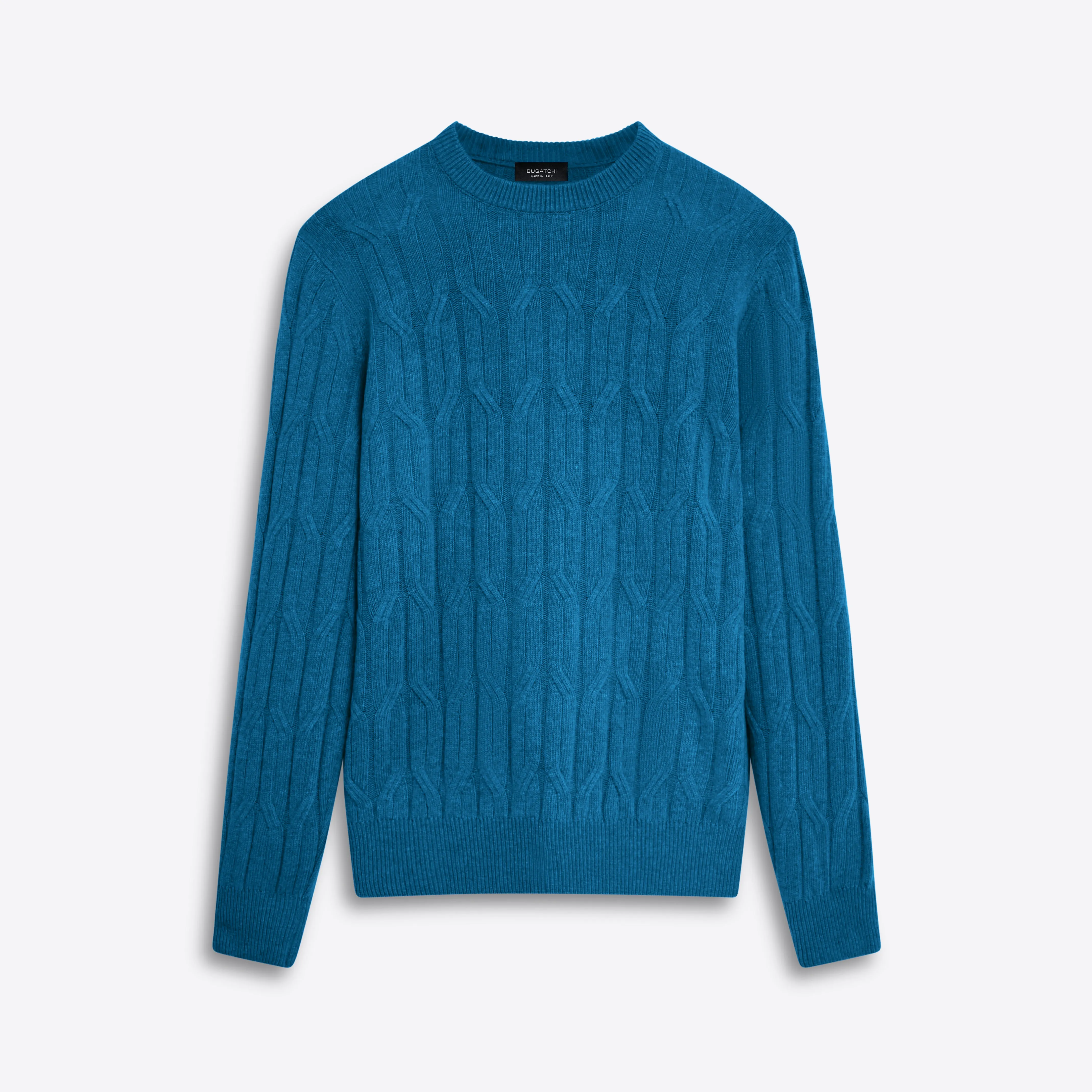 Crew Neck Cable Jacquard Sweater sold by Bugatchi