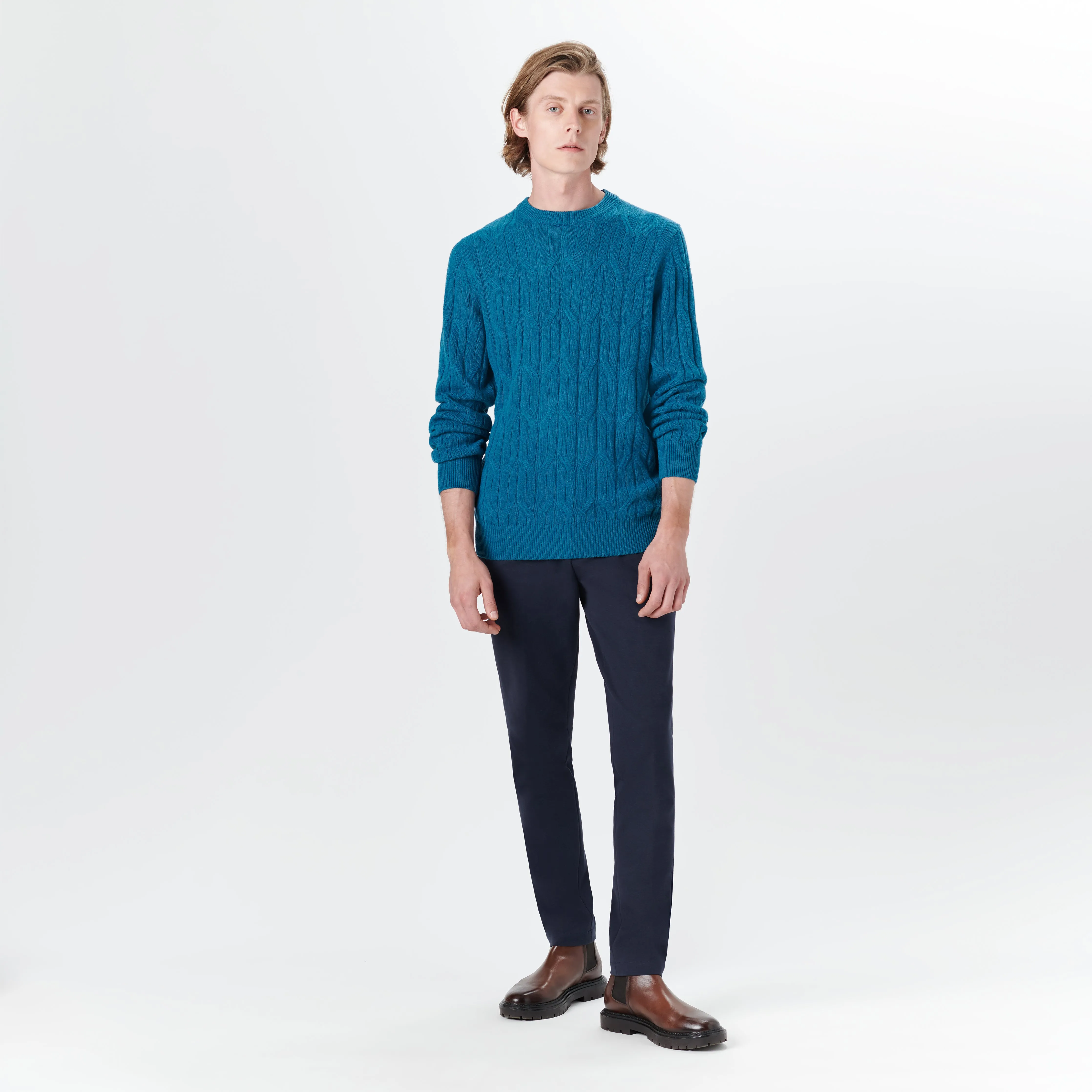 Crew Neck Cable Jacquard Sweater sold by Bugatchi product image thumbnail 5