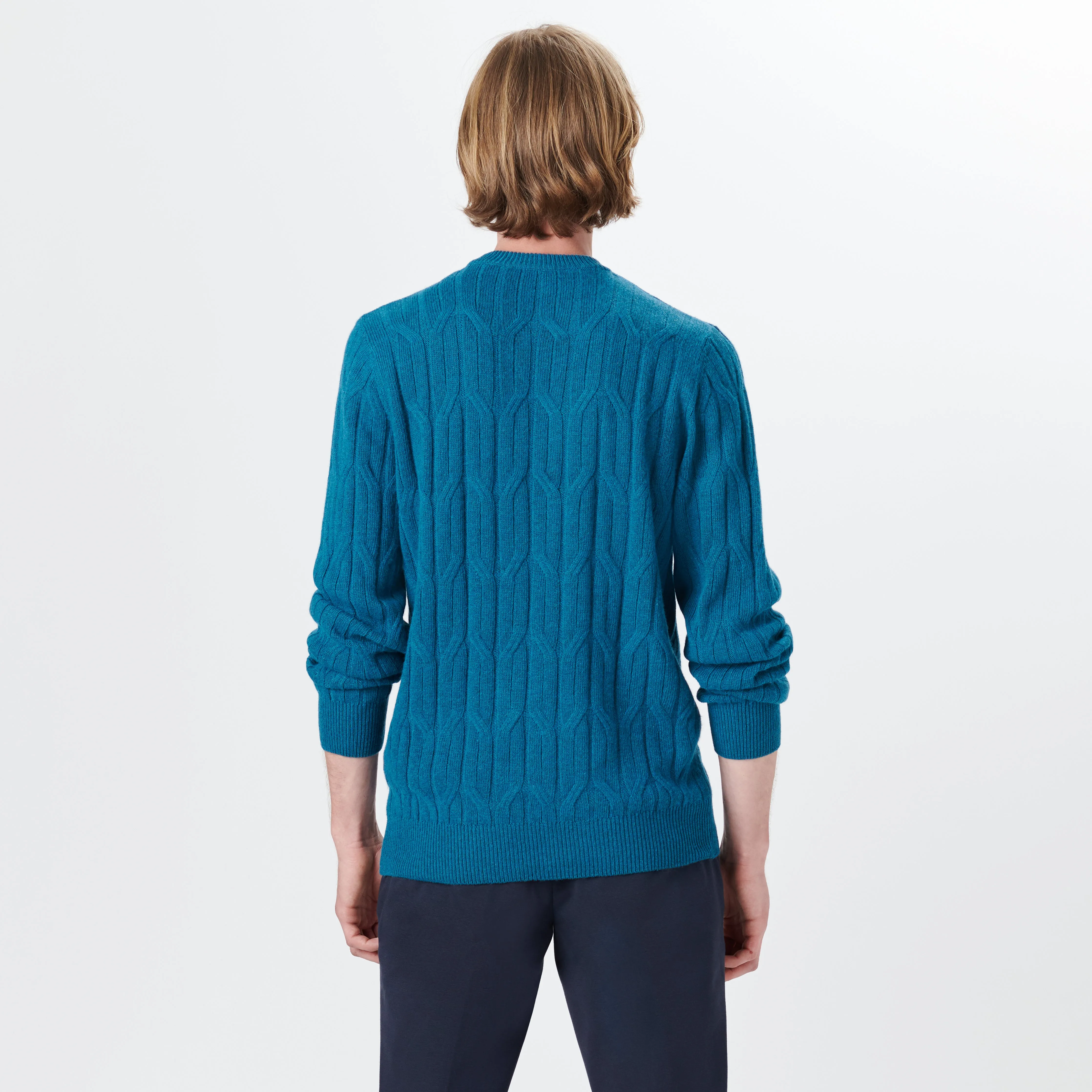 Crew Neck Cable Jacquard Sweater sold by Bugatchi product image thumbnail 4