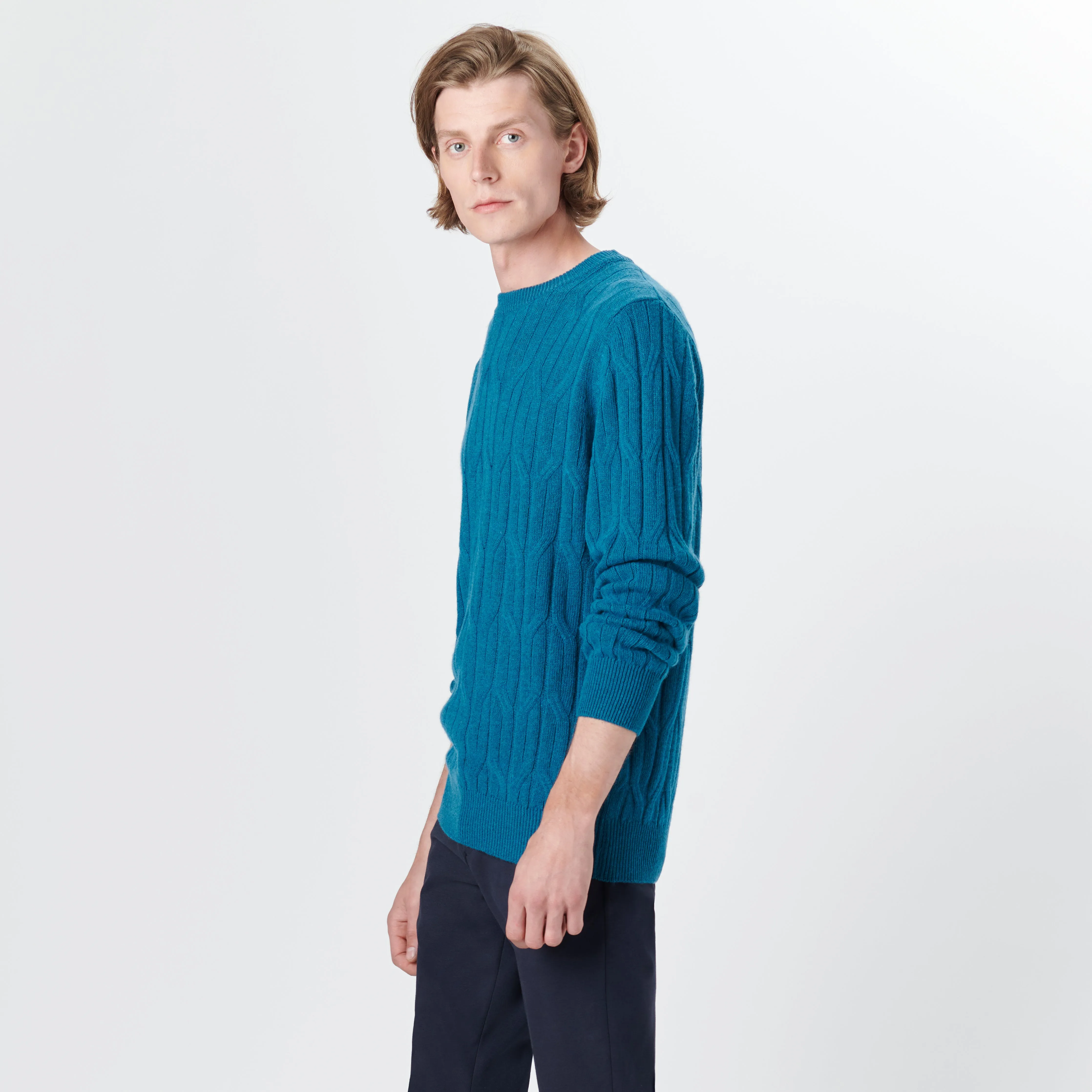 Crew Neck Cable Jacquard Sweater sold by Bugatchi product image thumbnail 3