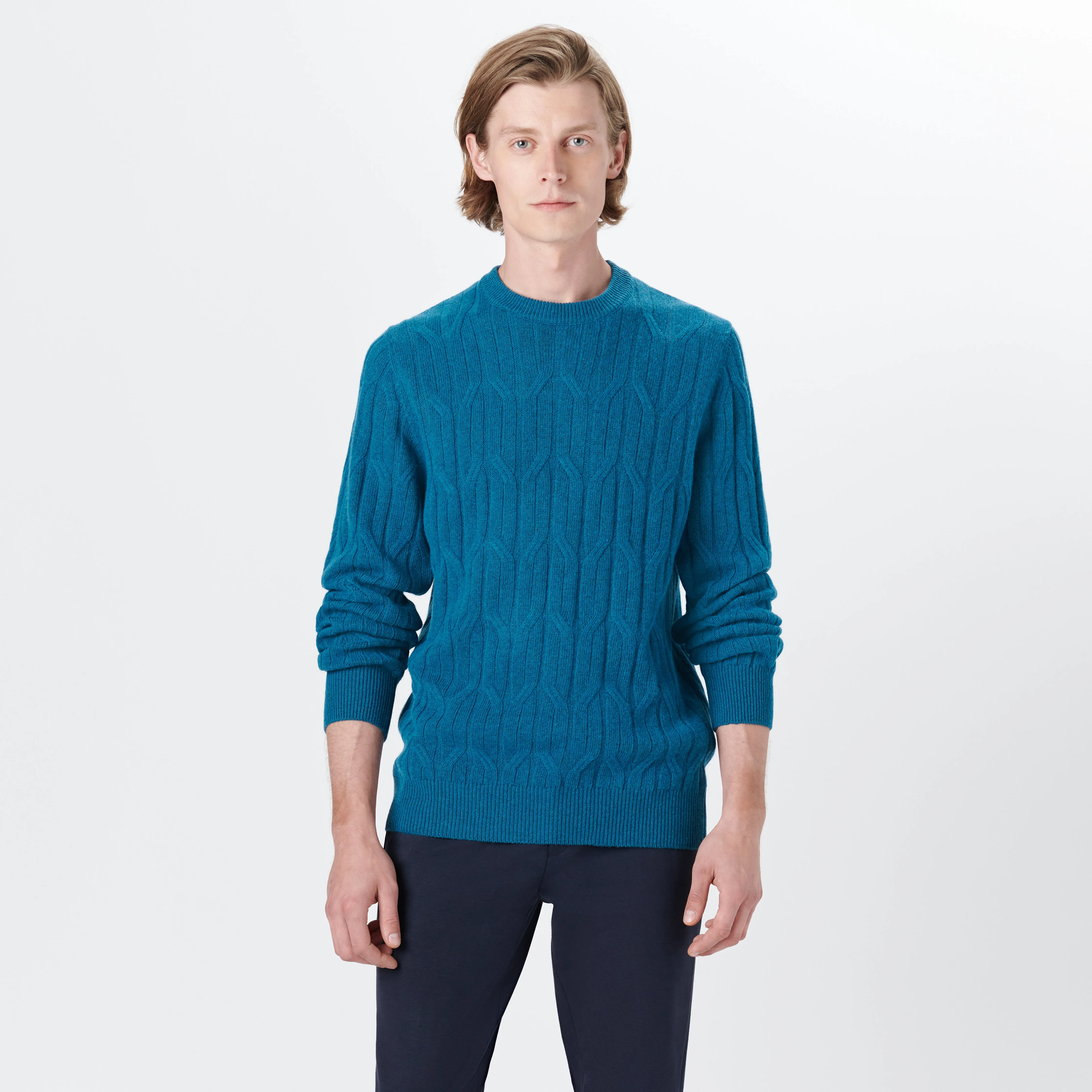 Crew Neck Cable Jacquard Sweater sold by Bugatchi product image thumbnail 2