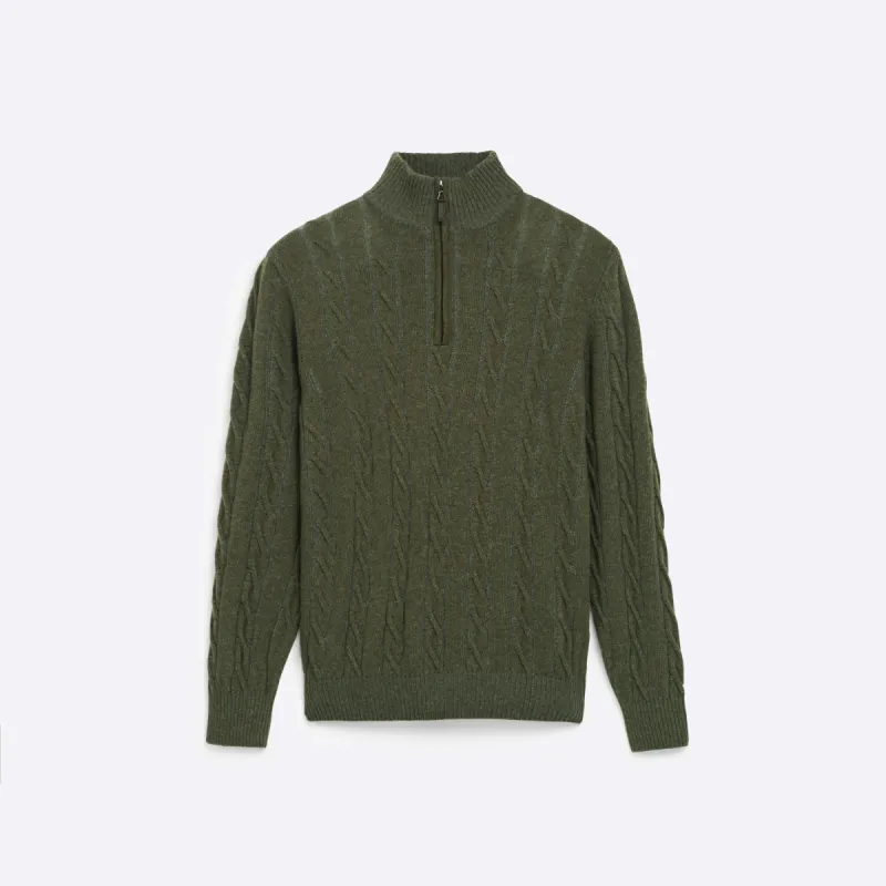 Cable Knit Quarter Zip Mock Neck Sweater sold by Bugatchi