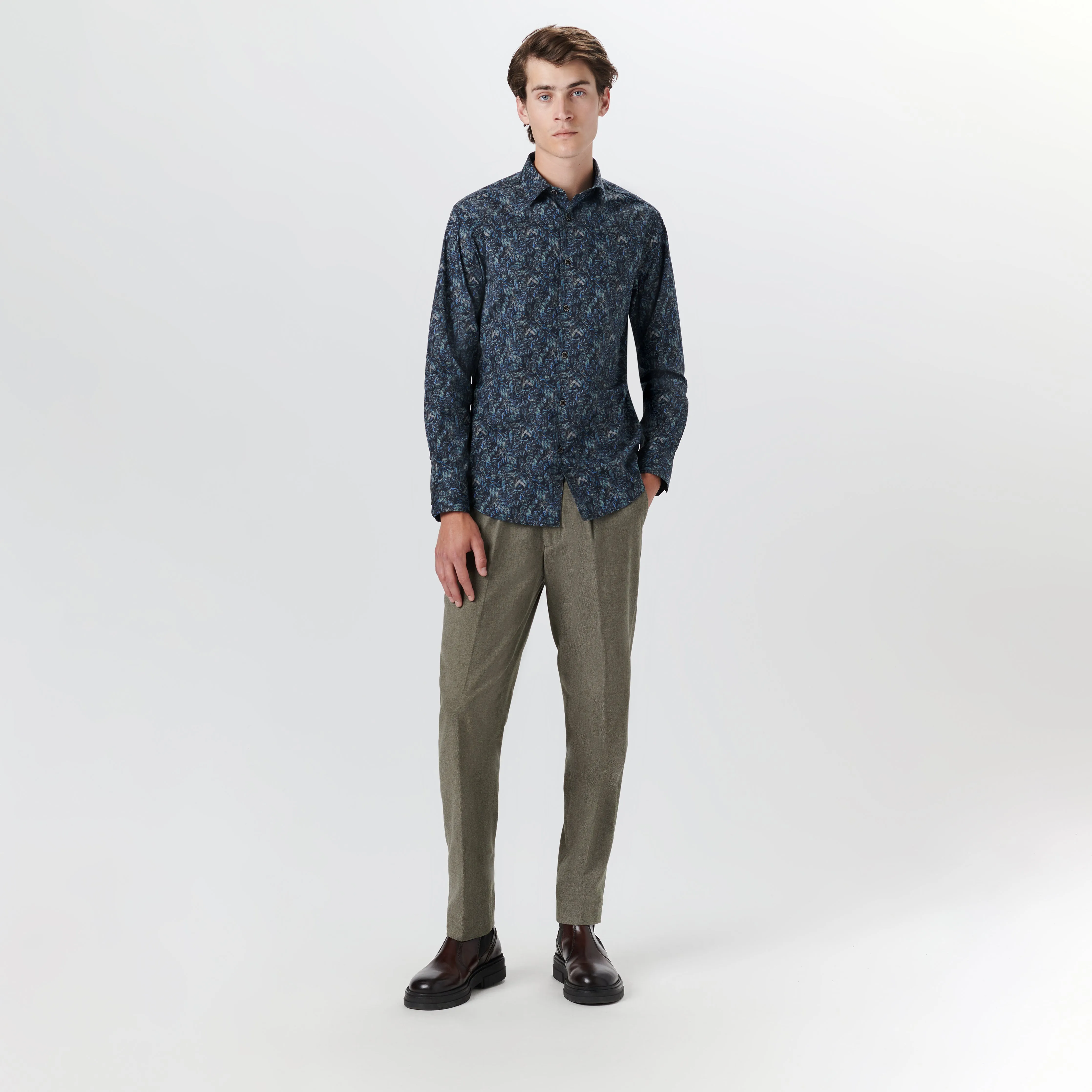 JULIAN Leaf Print Shirt sold by Bugatchi product image thumbnail 5