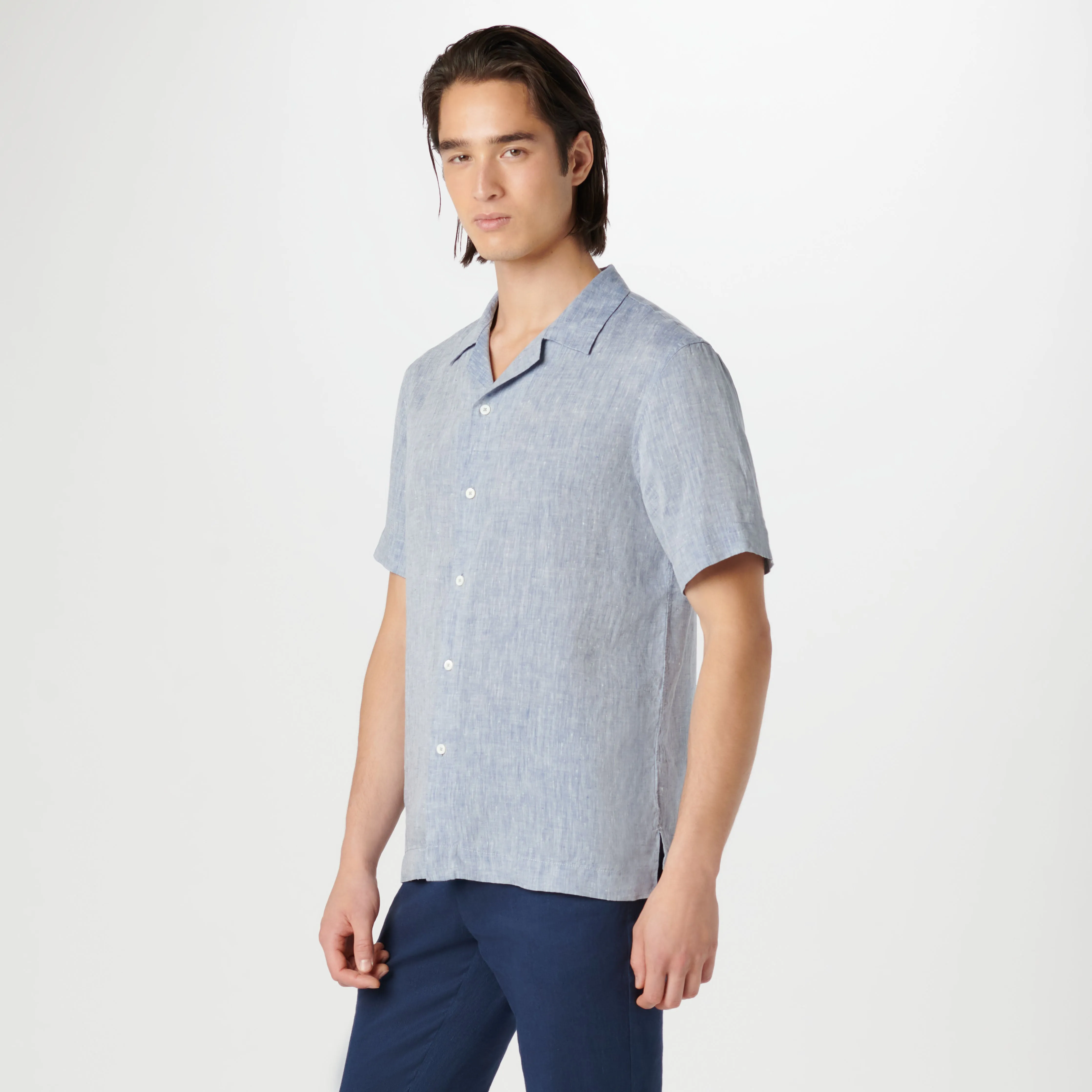 Jackson Solid Linen Camp Shirt sold by Bugatchi product image thumbnail 3